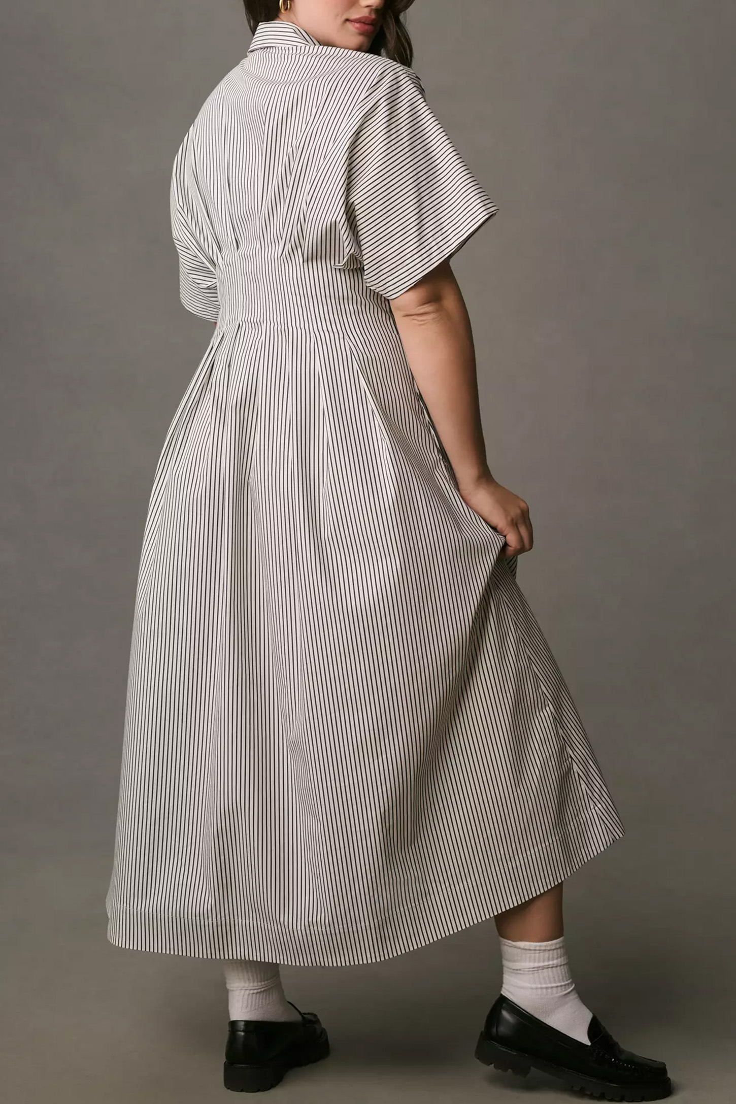 Button-Front Pleated Shirt Dress (BUY 2 FREE SHIPPING)