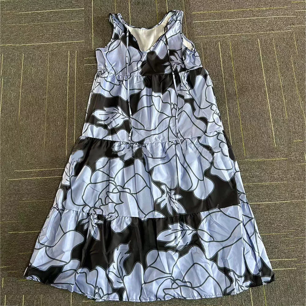 Women Casual Dresses Sleeveless Floral Sundress Holiday Beach Swing Dresses