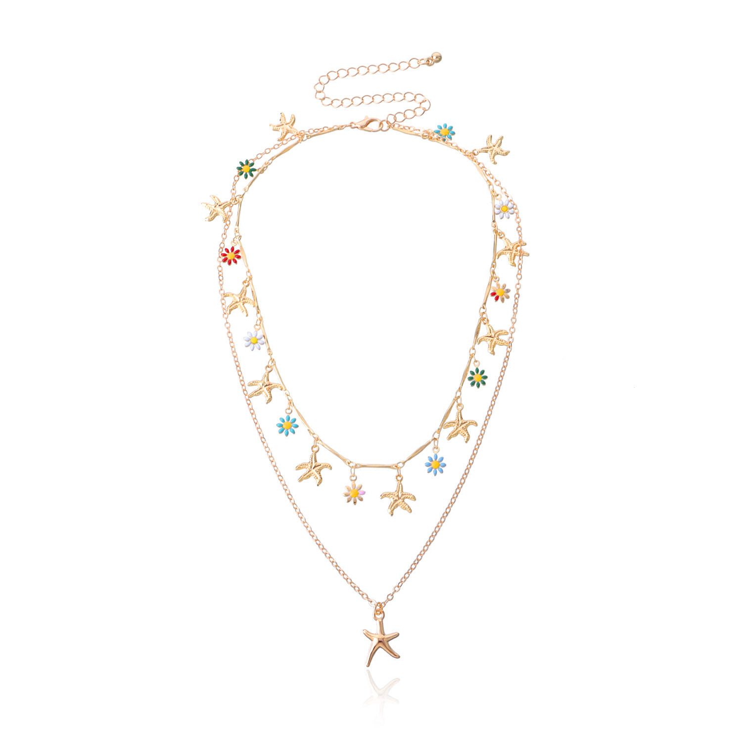 Beachy Blossom Starfish Layered Necklace