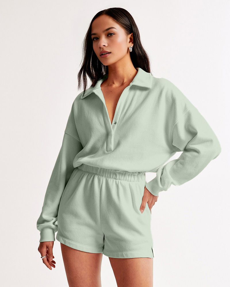 Long-Sleeve Polo Fleece Romper(BUY MORE SAVE MORE)