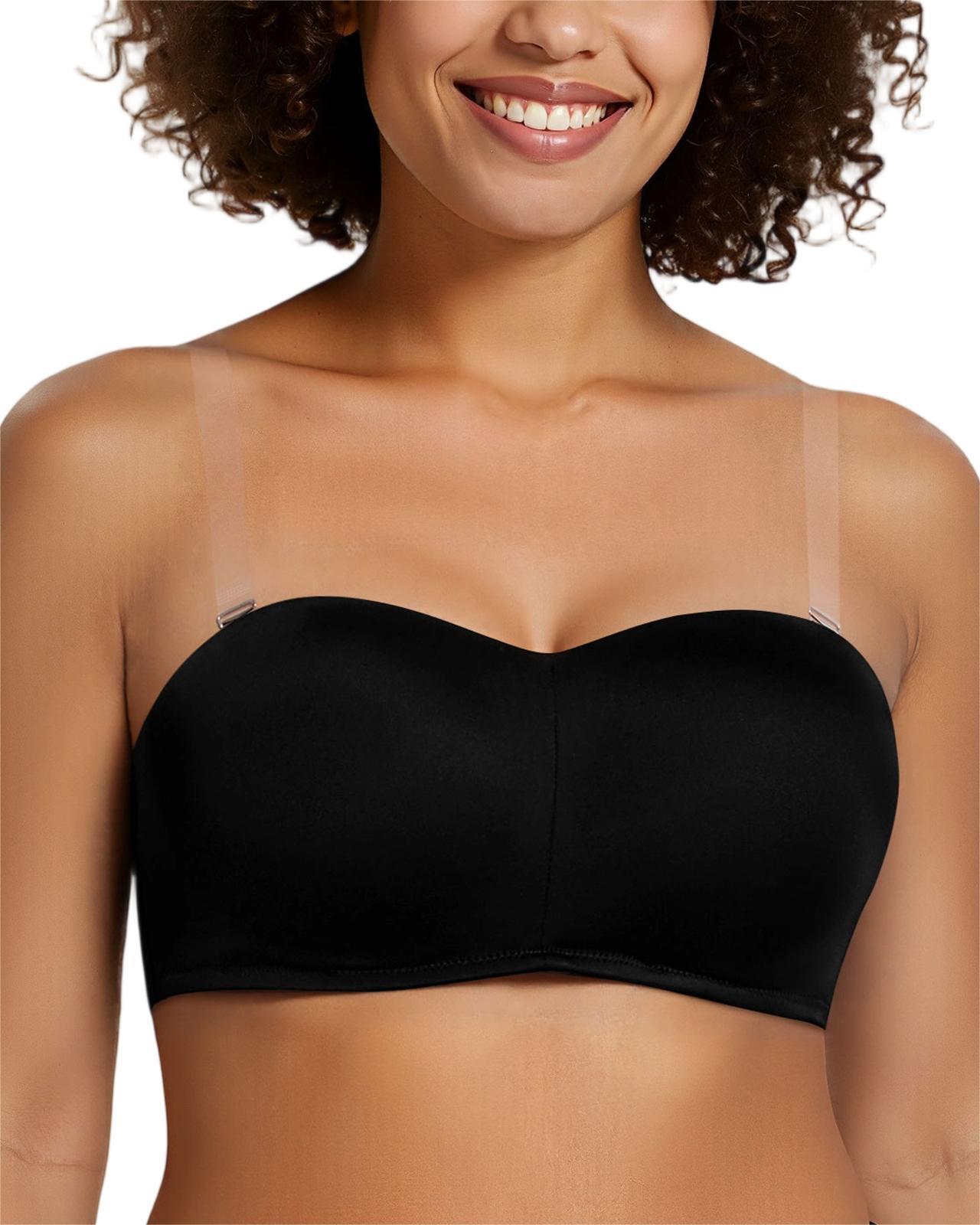 Plus Size Strapless Bandeau Padded Underwire Support Non-Slip Convertible Bra