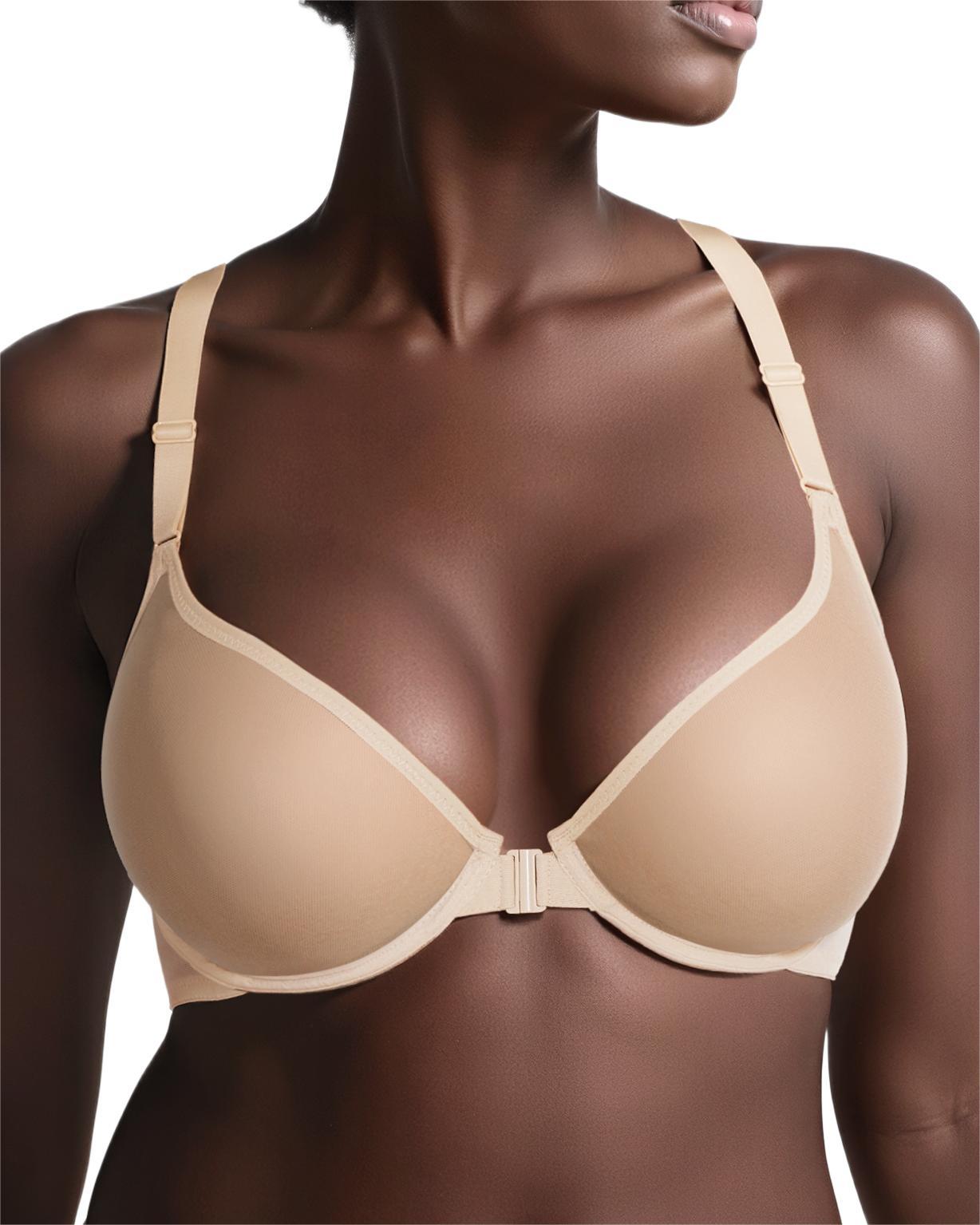 Sheer Mesh Unlined Front Closure See Through With Underwire Plunge Racerback Bra