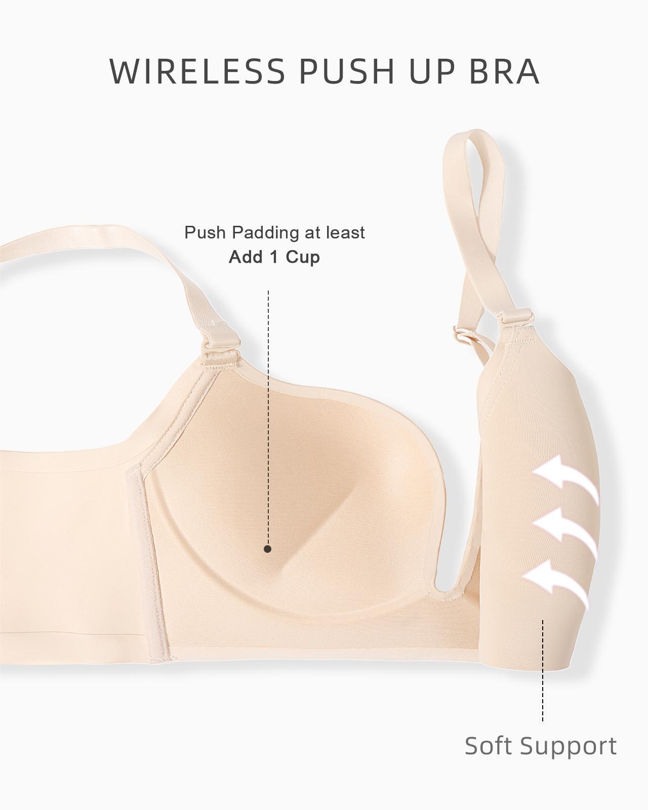 Wireless Push Up Bra Seamless Padded Plunge Comfort T-Shirt Bra