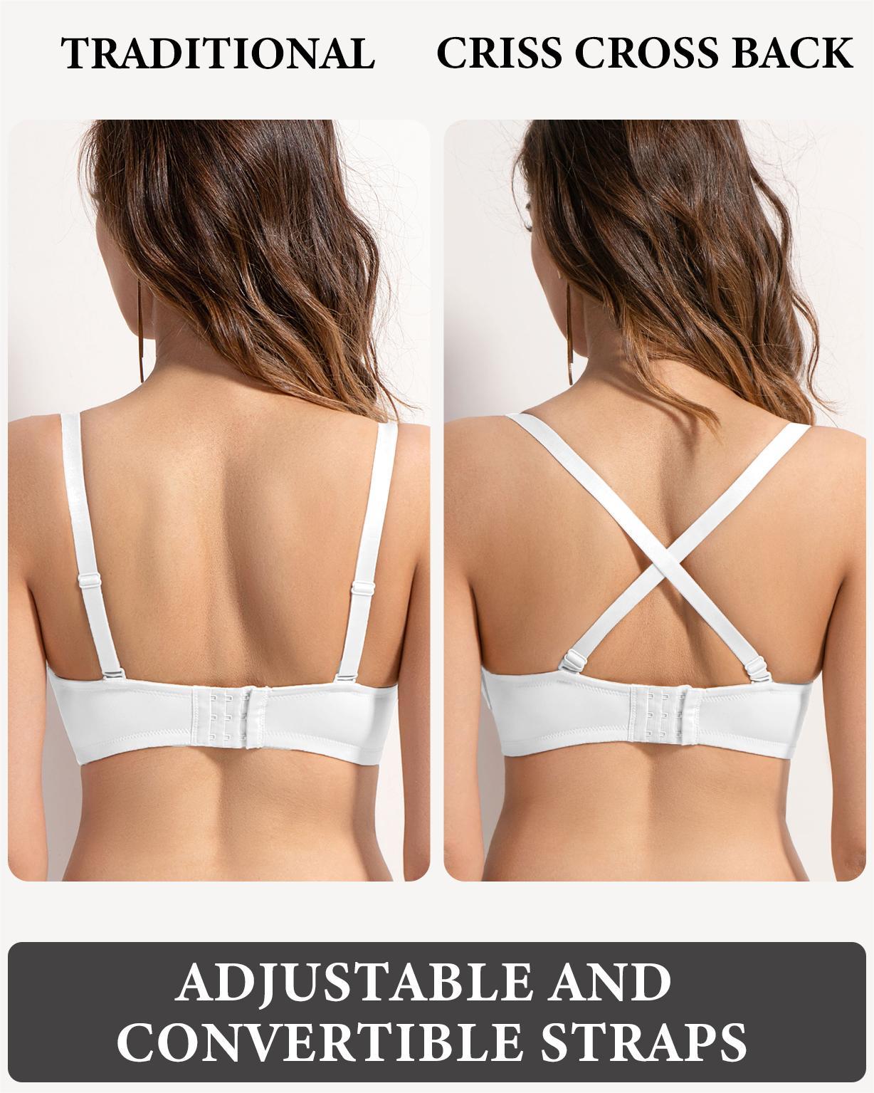 Push Up Padded Convertible Straps Seamless T-Shirt Underwire Bra