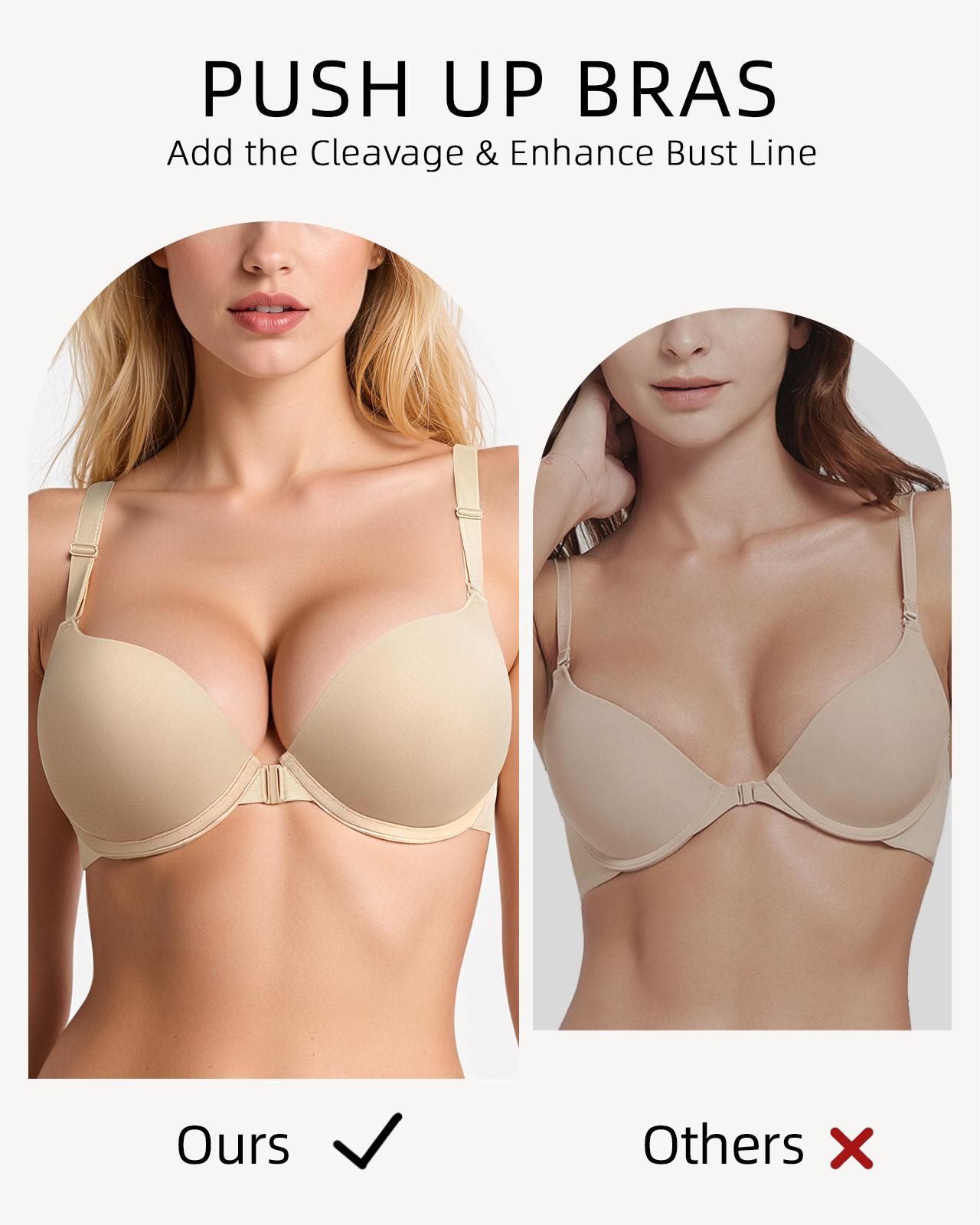 Front Closure Push Up Padded Lace Racerback Plunge Underwire Bra