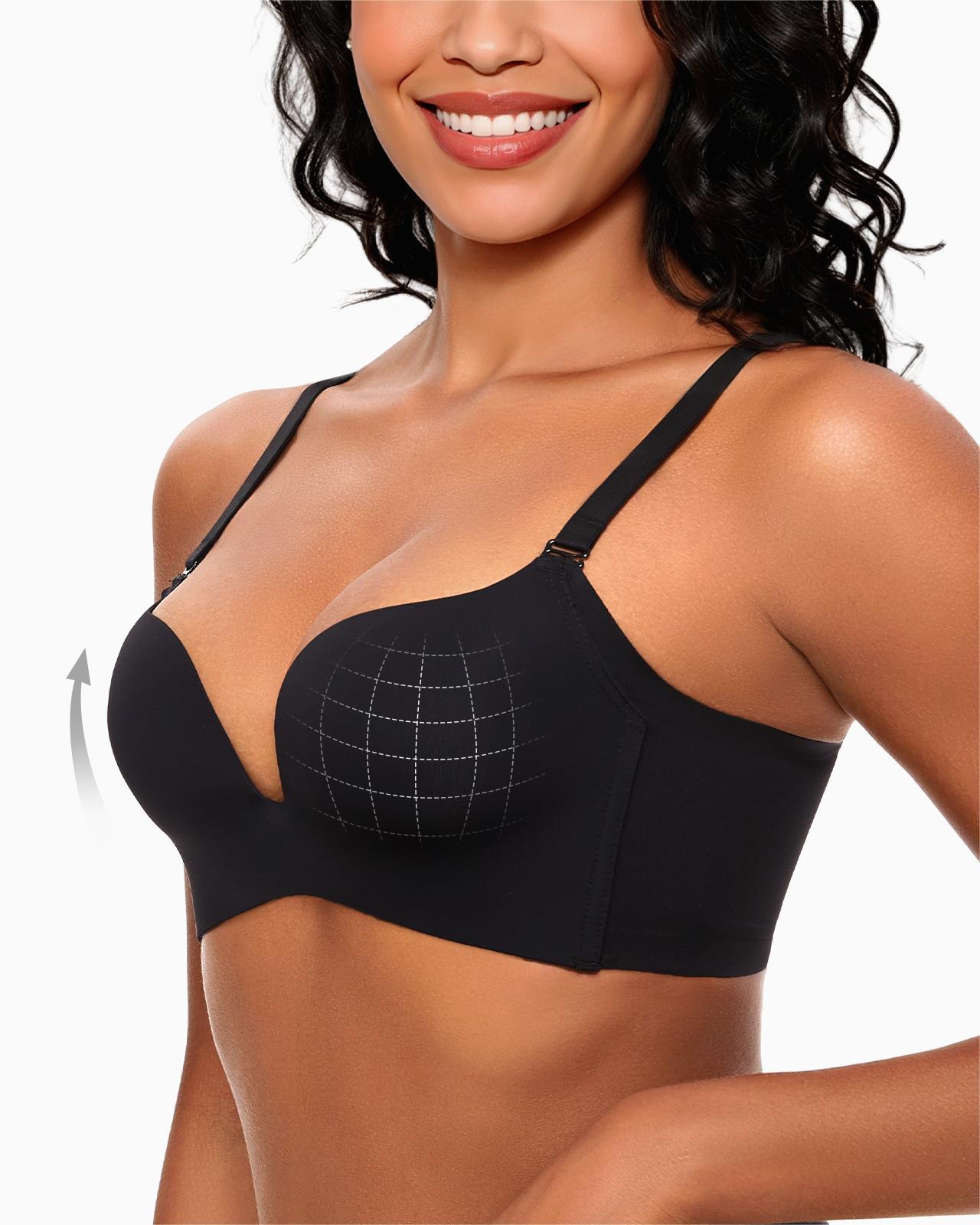 Wireless Push Up Bra Seamless Padded Plunge Comfort T-Shirt Bra