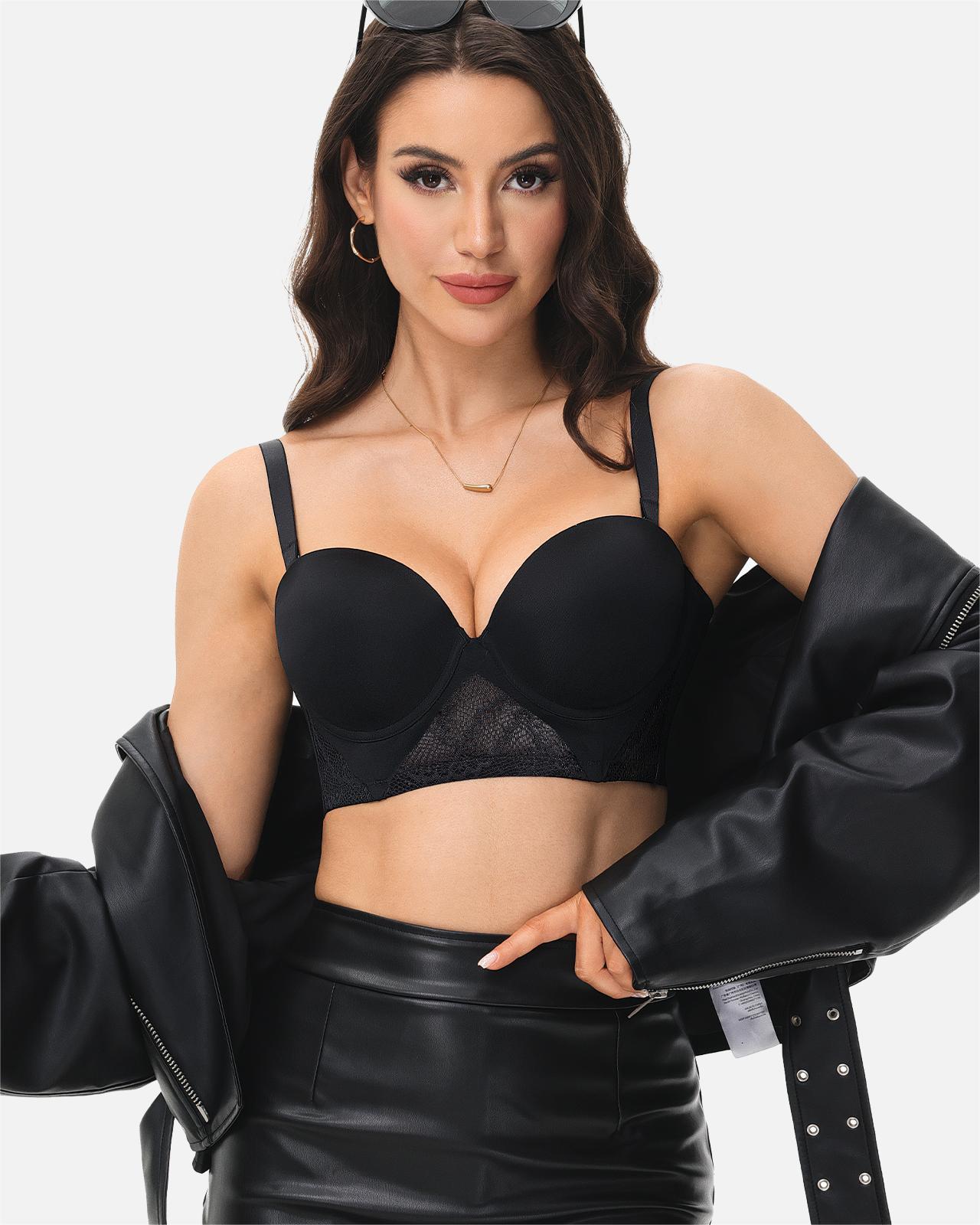 Backless Halter Bra With Underwire And Padded Cups Low Back Convertible Support Bra