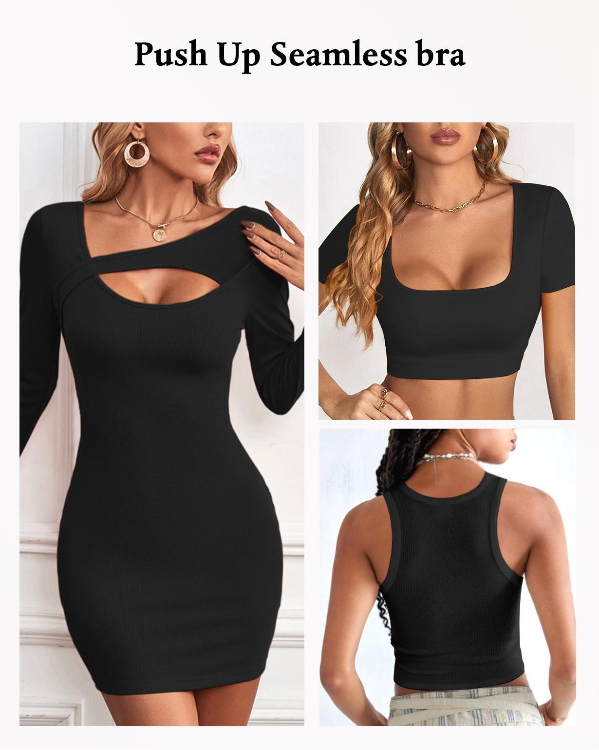 Front Closure Push Up Padded Wide Straps Racerback Seamless Underwire Bra