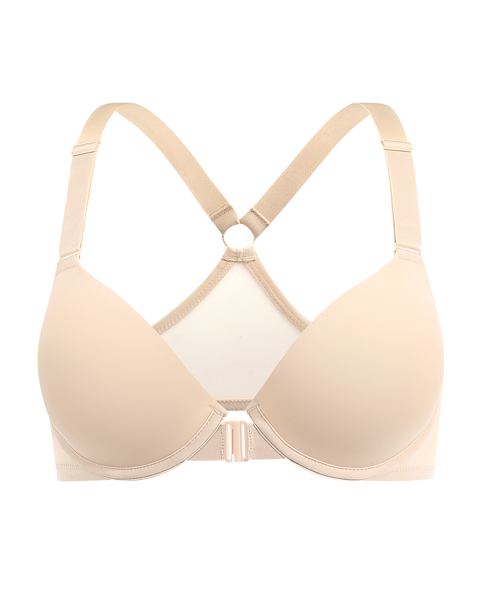 Front Closure Bras for Women Racerback Plunge Underwire Lightly Lined Seamless Bra