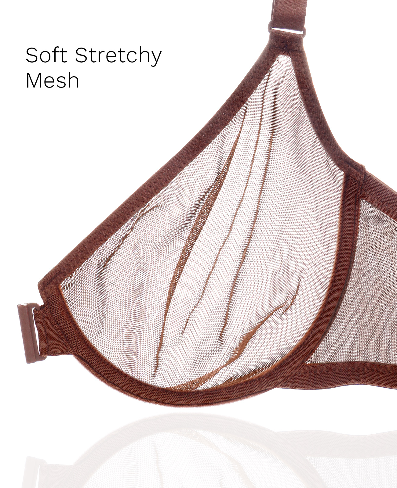 Sheer Mesh Unlined Front Closure See Through With Underwire Plunge Racerback Bra