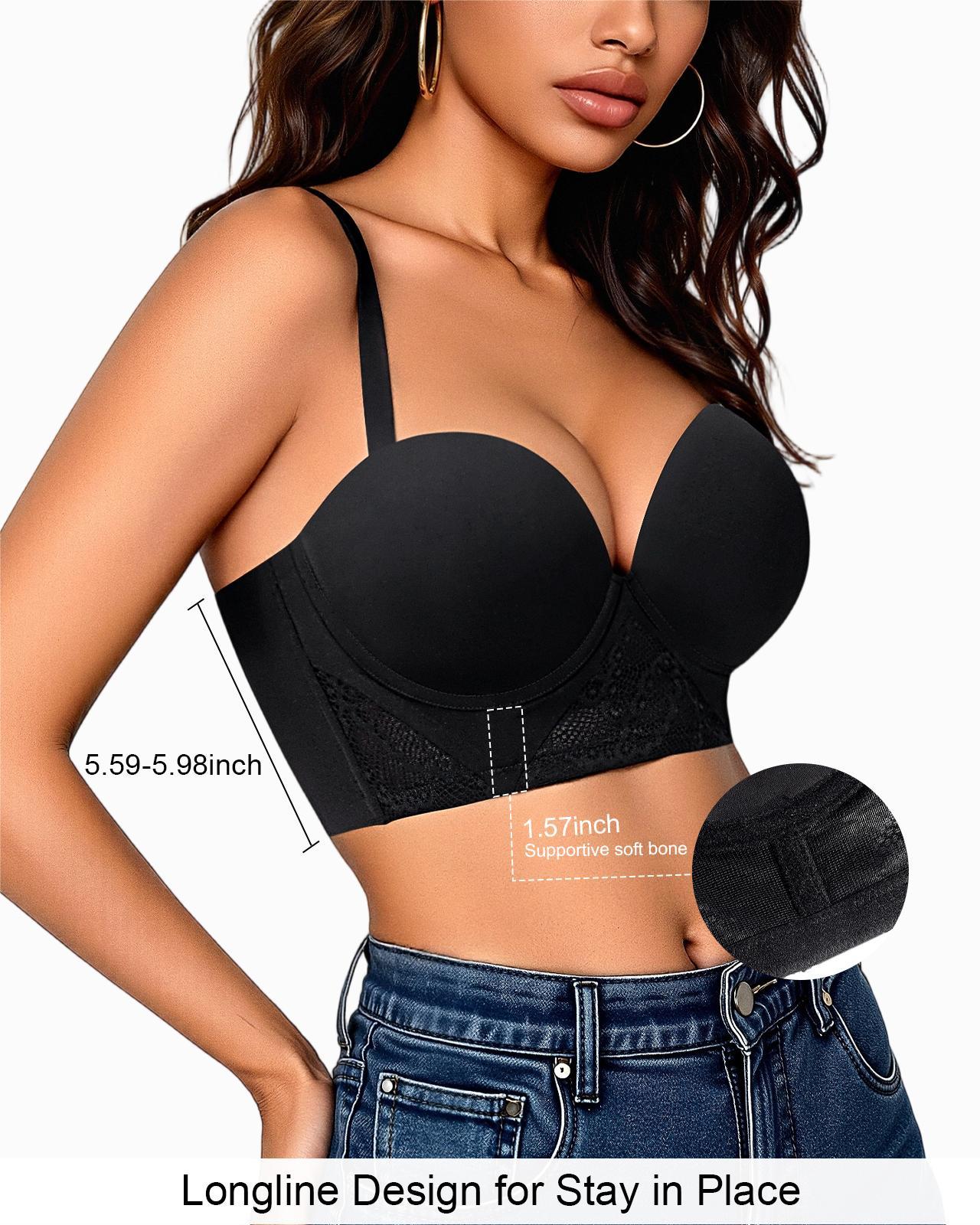 Backless Halter Bra With Underwire And Padded Cups Low Back Convertible Support Bra