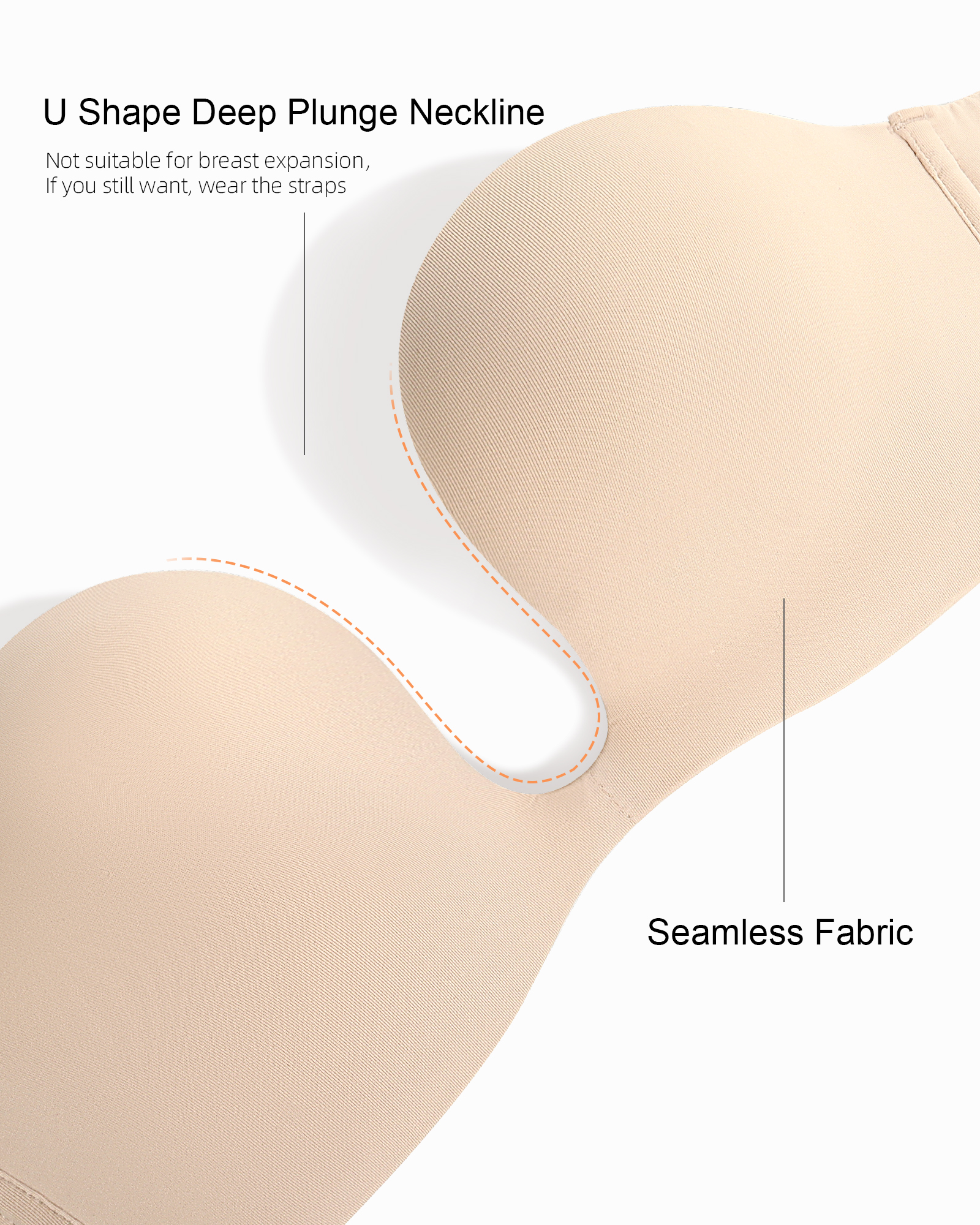 Strapless Push Up Bras for Women Deep Plunge Non Slip Padded Convertible Underwire Bra