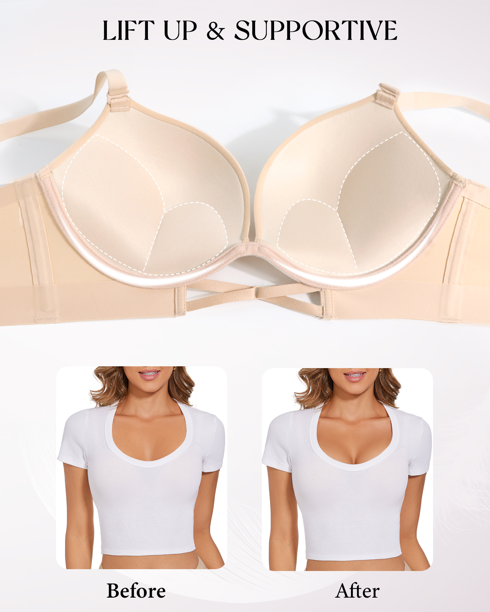 Push Up Padded Bras Everyday Bra Seamless Underwire Support