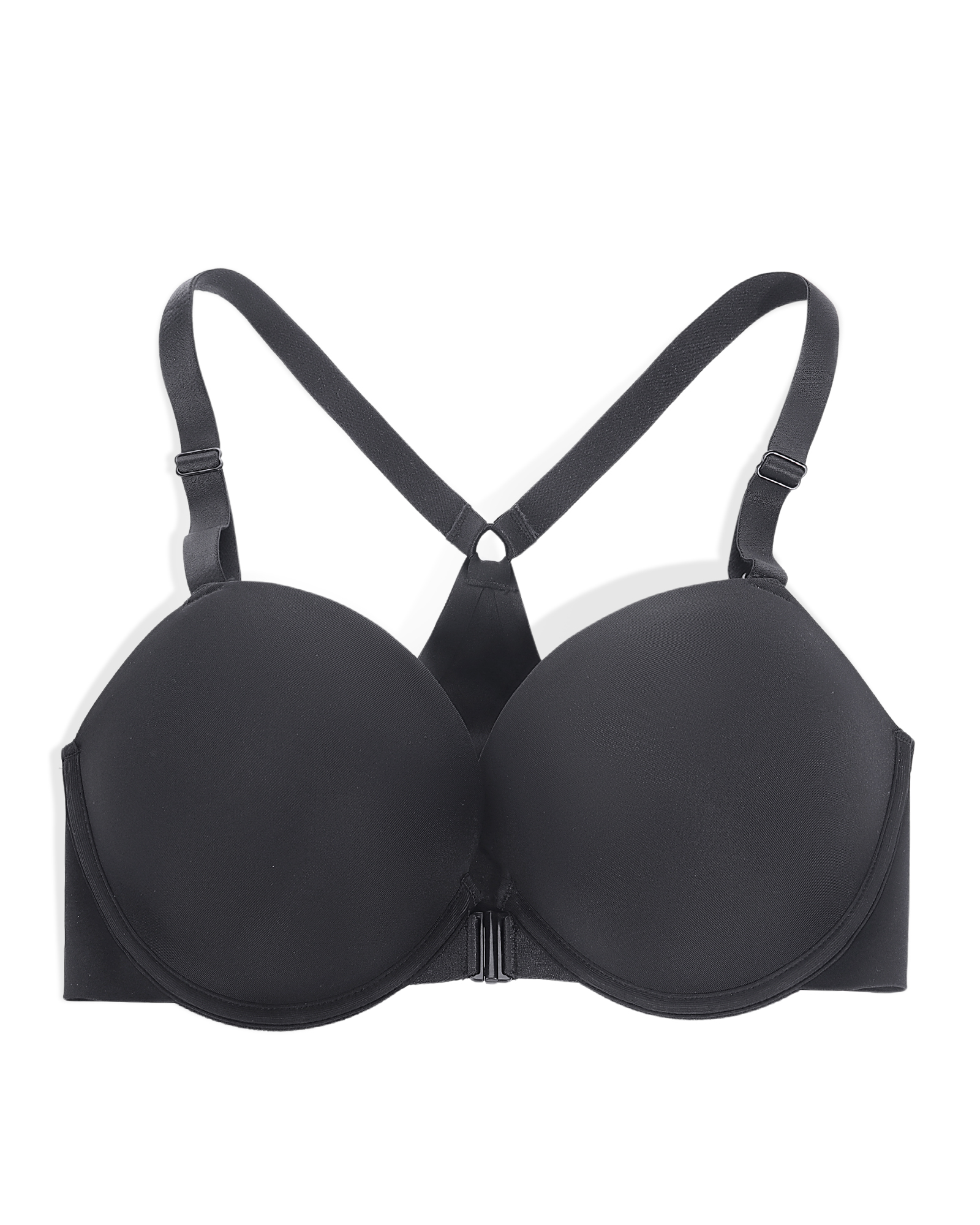 Front Closure Push Up Padded Seamless Criss-Cross Back Thin Straps Underwire Bra