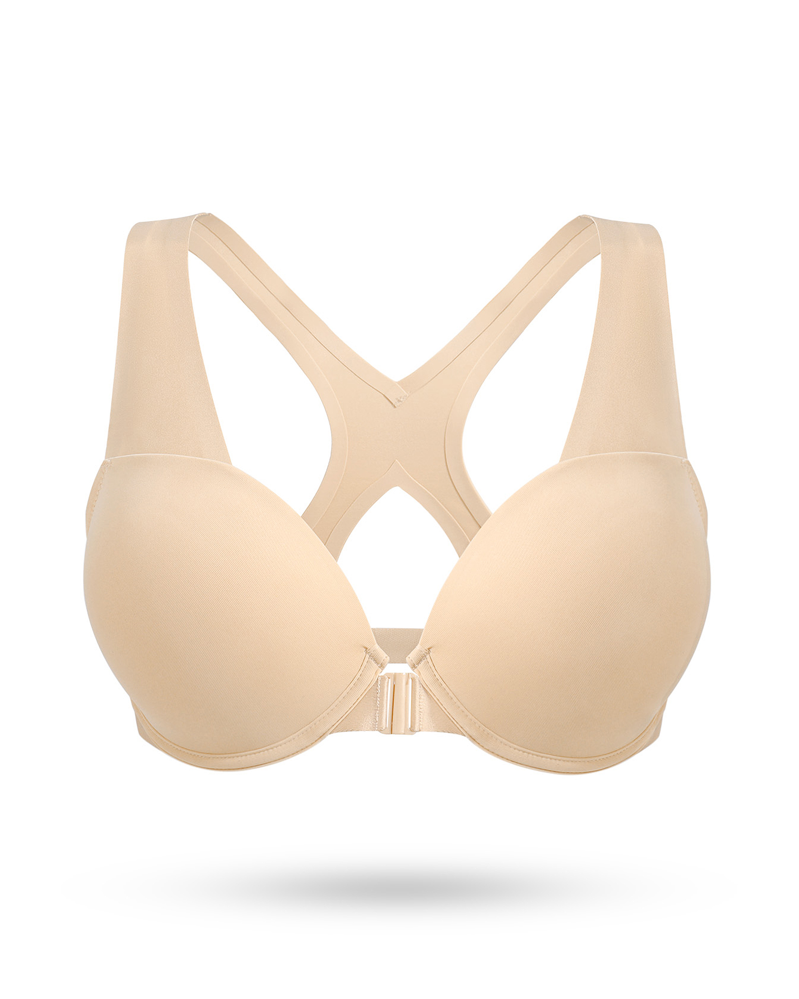 Front Closure Push Up Padded Seamless Racerback T-Shirt Underwire Bra