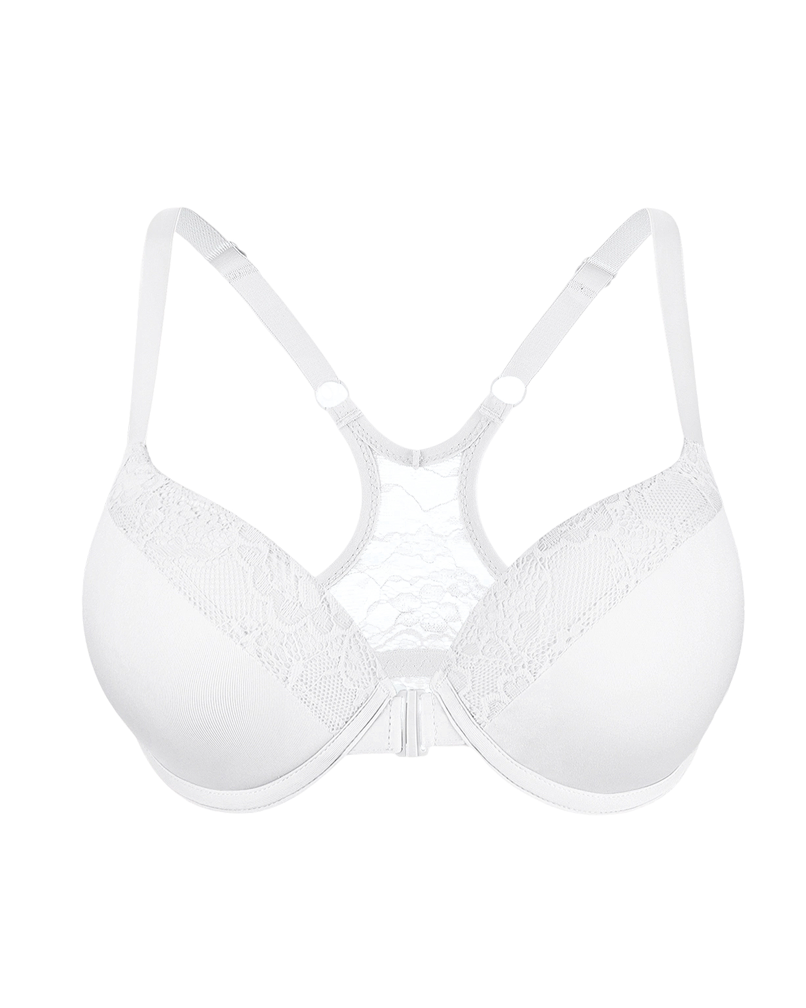 Front Closure Racerback Push Up Bra Super Padded Lace Underwire Bra