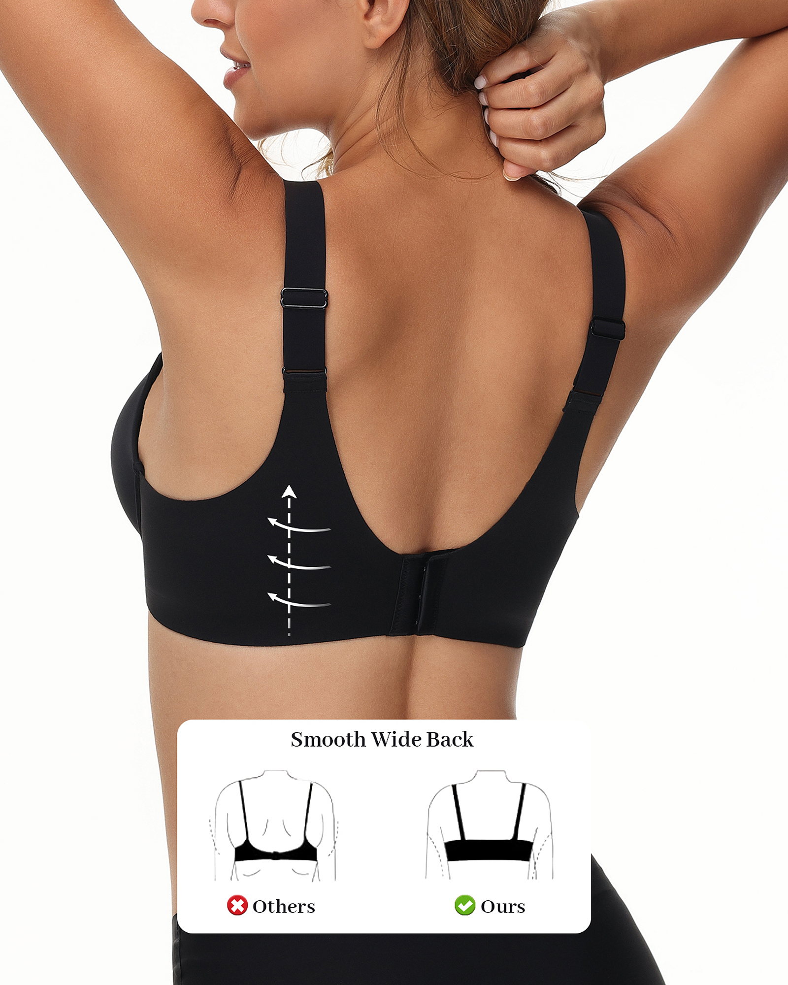 Push Up Padded Underwire Support Plunge Wide Straps Everyday T-Shirt Bra