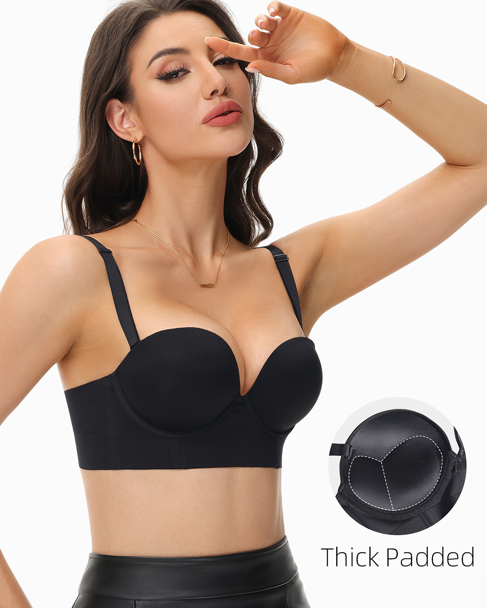 Women's Push Up Padded Bra Seamless T Shirt Everyday Bralette Underwire Support