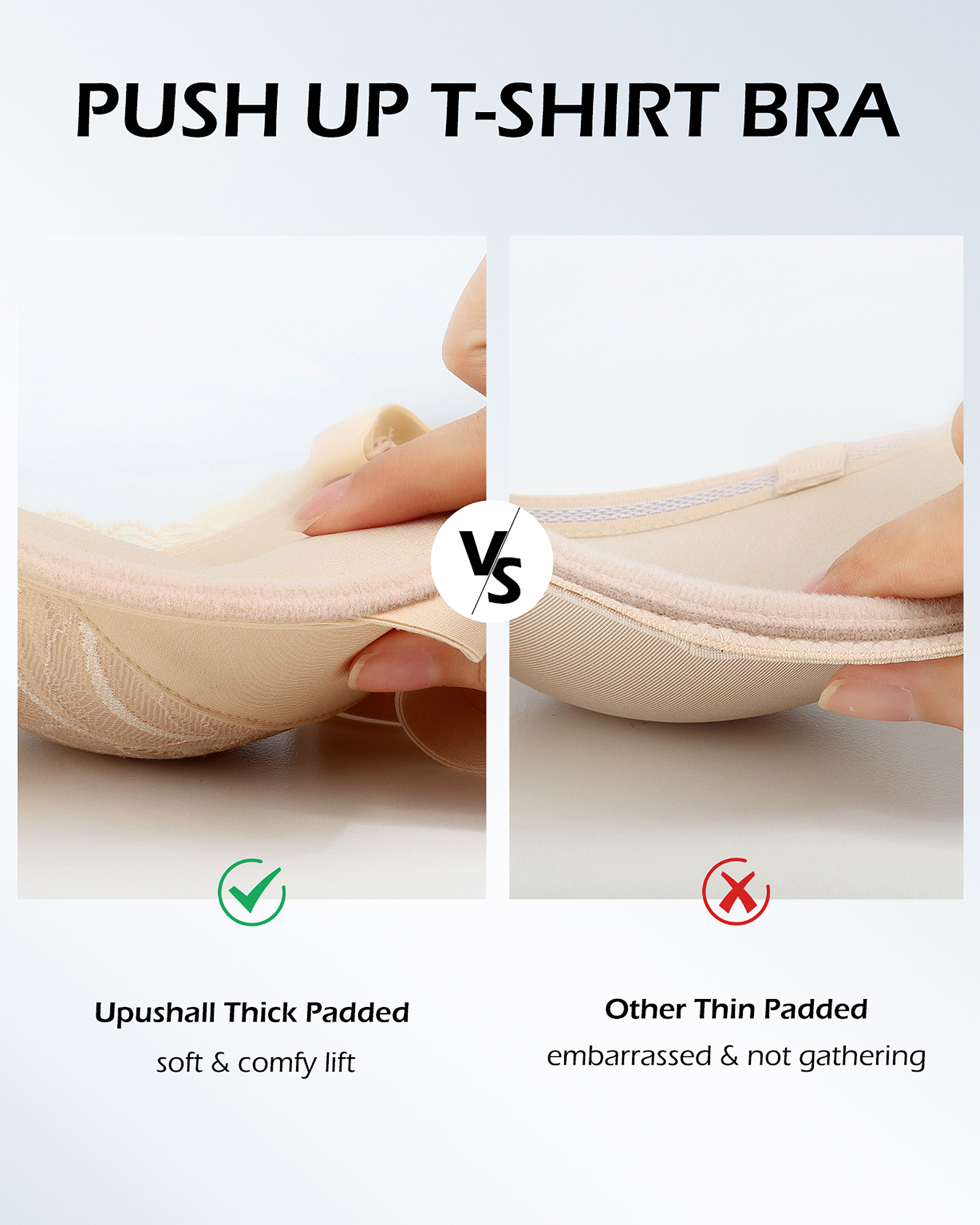 Padded Push Up V Neck Lace Underwire T-Shirt Bra