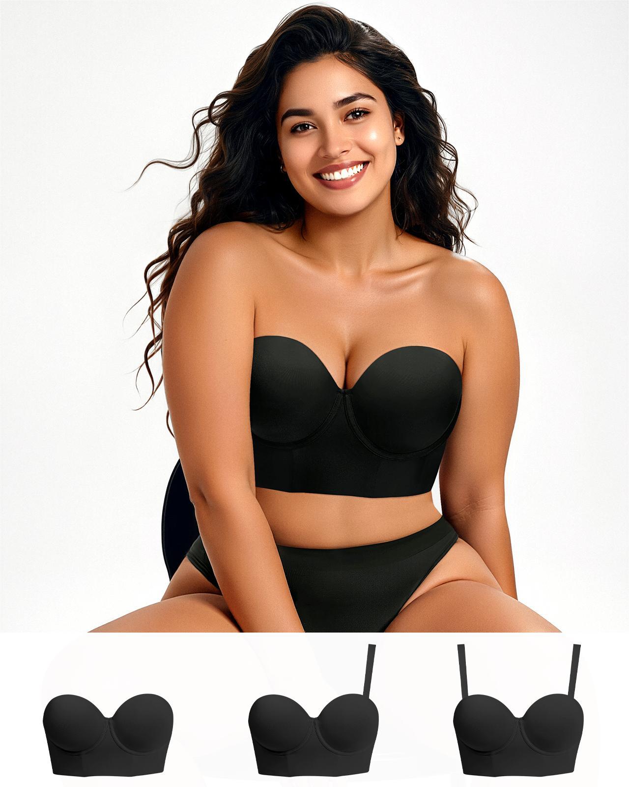 Longline Strapless Large Bust Full Coverage Plus Size Corset Lift Up Bra