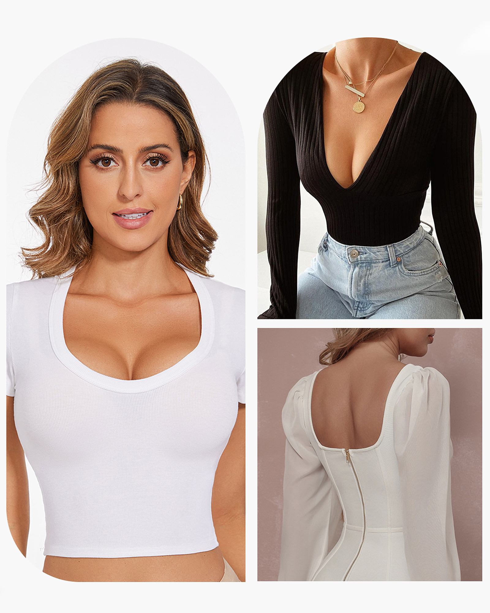 Push Up Padded Underwire Support Plunge Wide Straps Everyday T-Shirt Bra