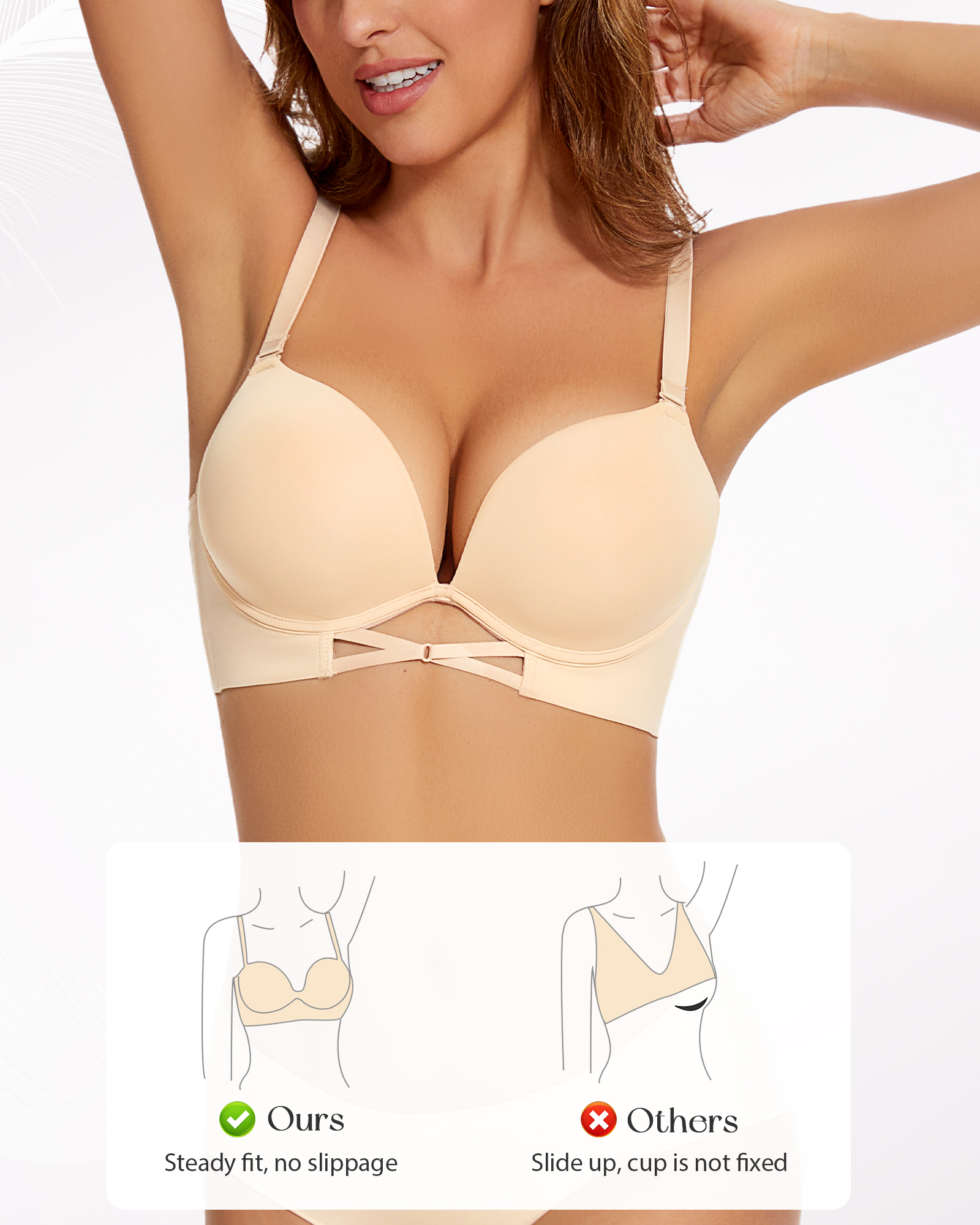 Push Up Padded Bras Everyday Bra Seamless Underwire Support