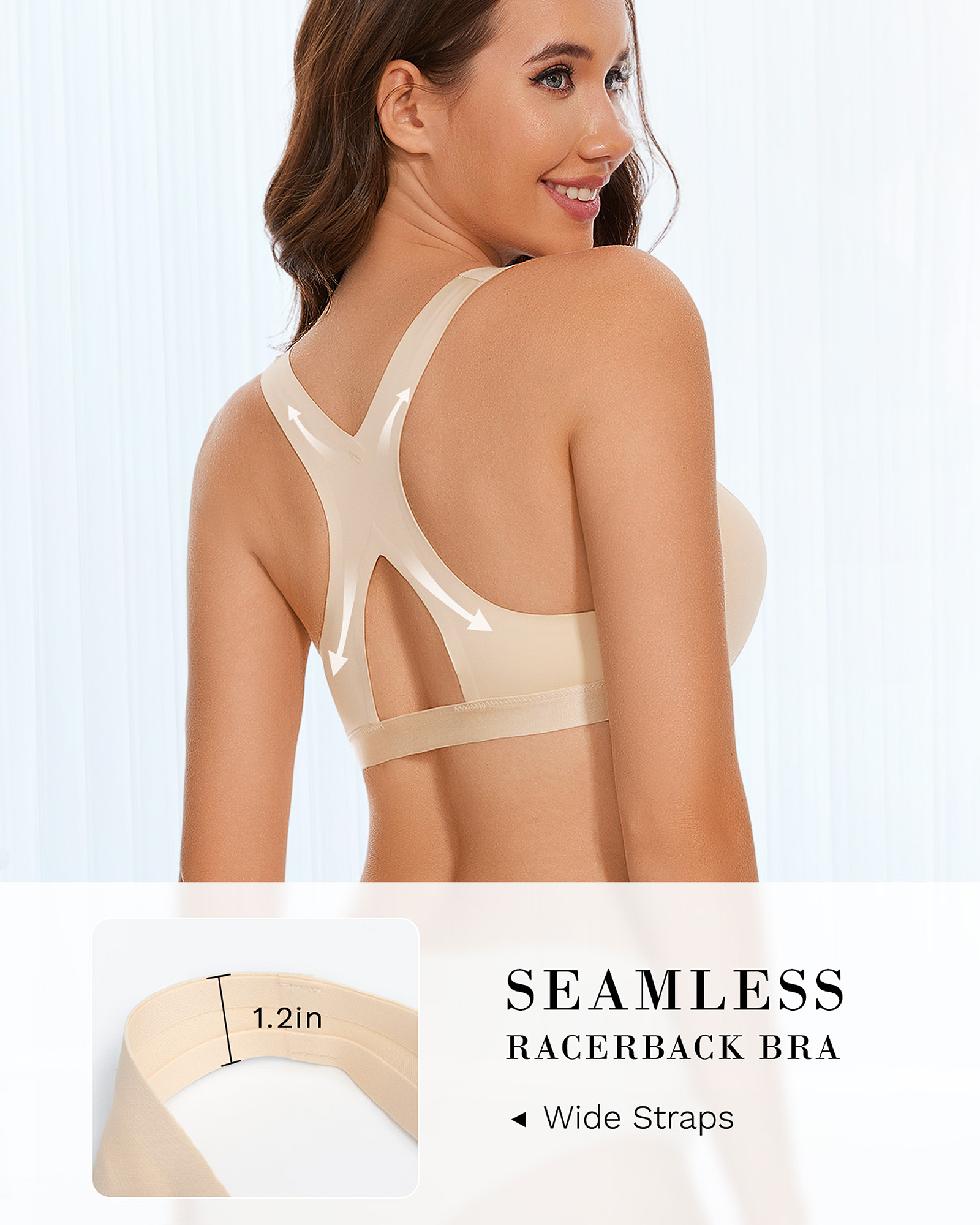 Front Closure Push Up Padded Seamless Racerback T-Shirt Underwire Bra