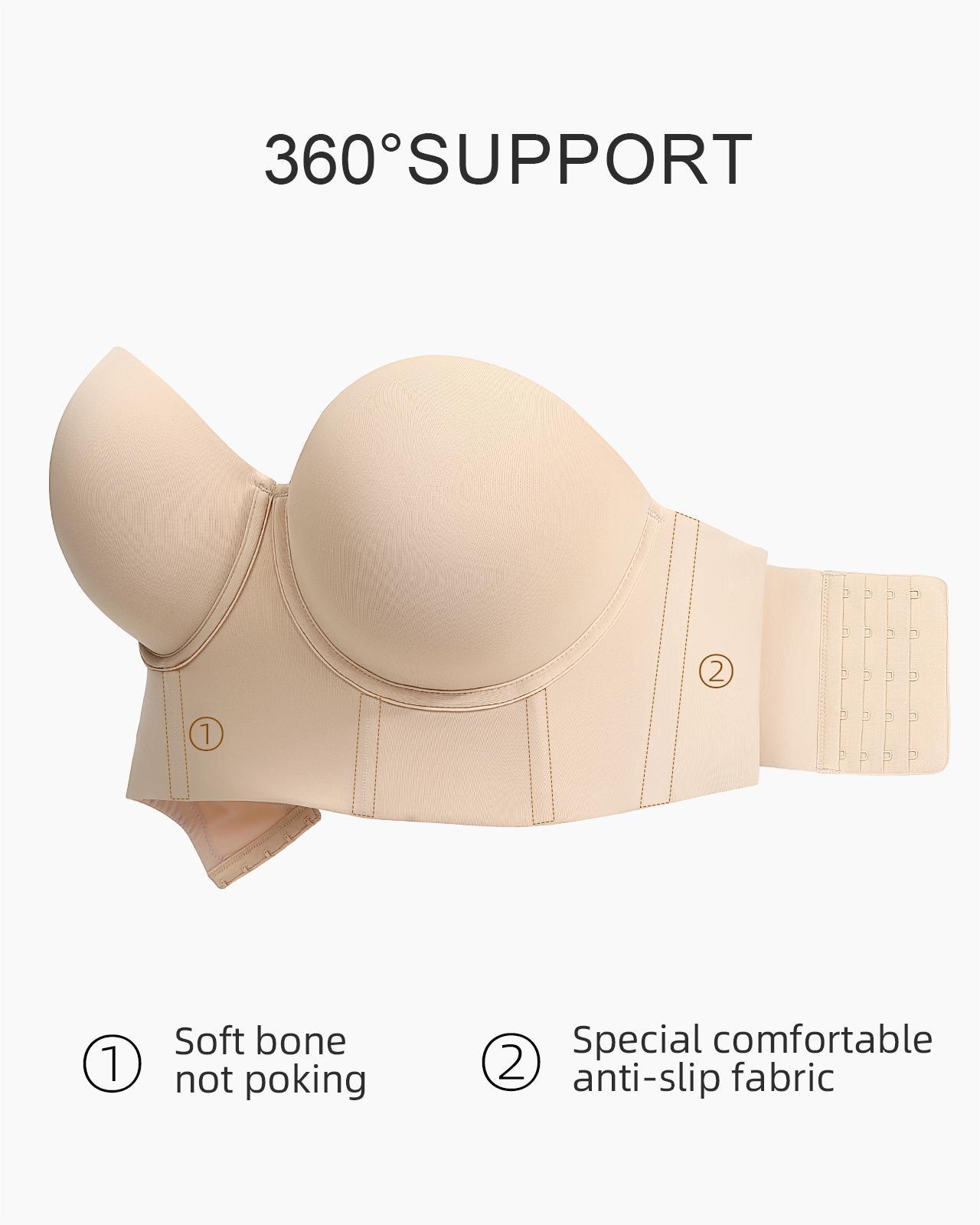 Longline Strapless Large Bust Full Coverage Plus Size Corset Lift Up Bra