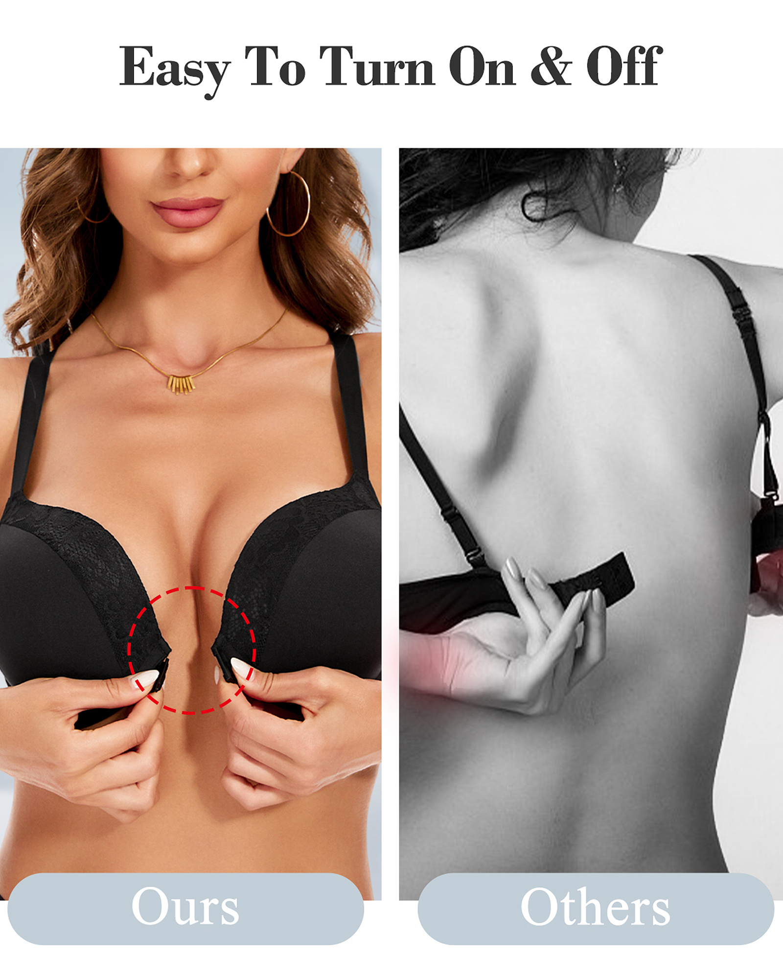 Front Closure Racerback Push Up Bra Super Padded Lace Underwire Bra