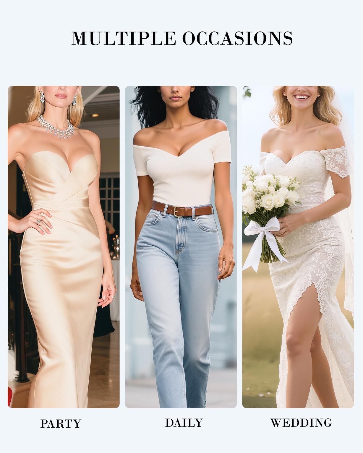 Strapless Padded Push Up Non Slip Deep V Plunge Underwire Bra