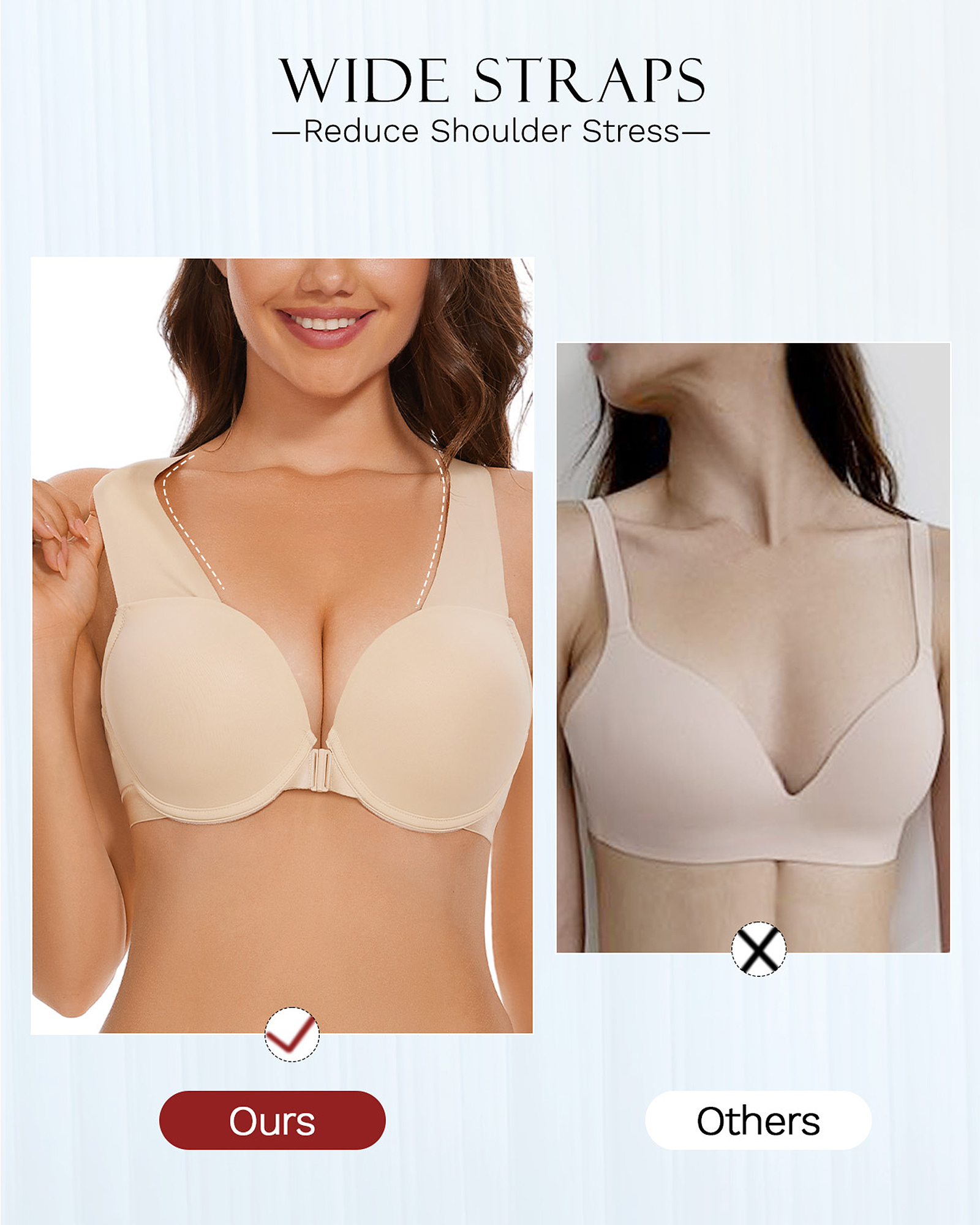 Front Closure Push Up Padded Seamless Racerback T-Shirt Underwire Bra