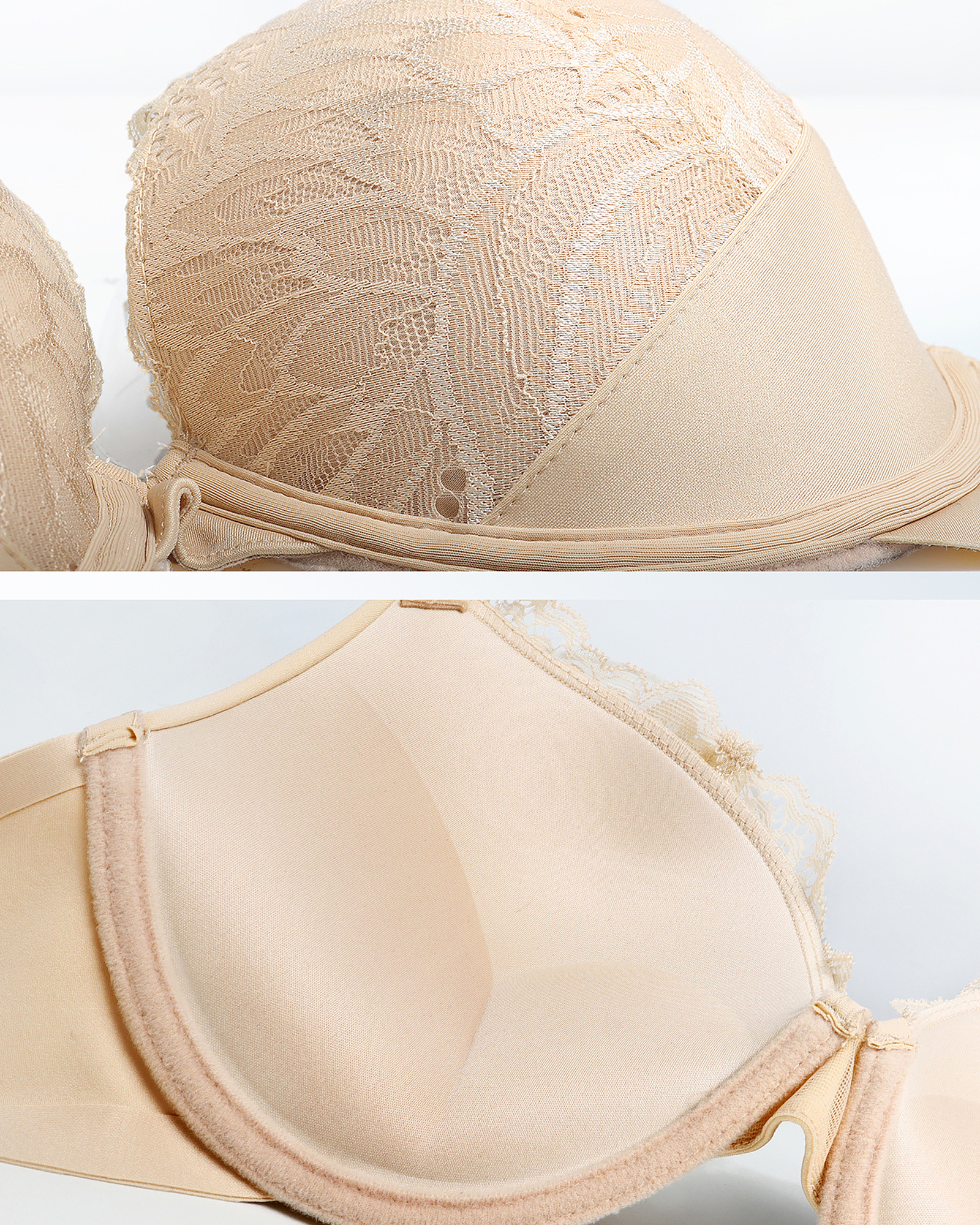 Padded Push Up V Neck Lace Underwire T-Shirt Bra