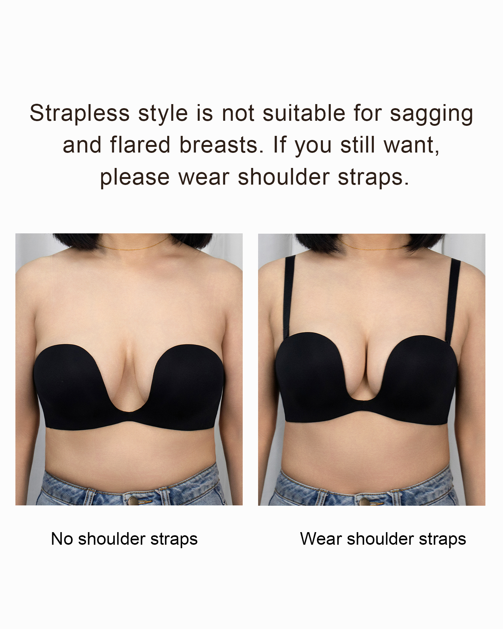Strapless Push Up Bras for Women Deep Plunge Non Slip Padded Convertible Underwire Bra