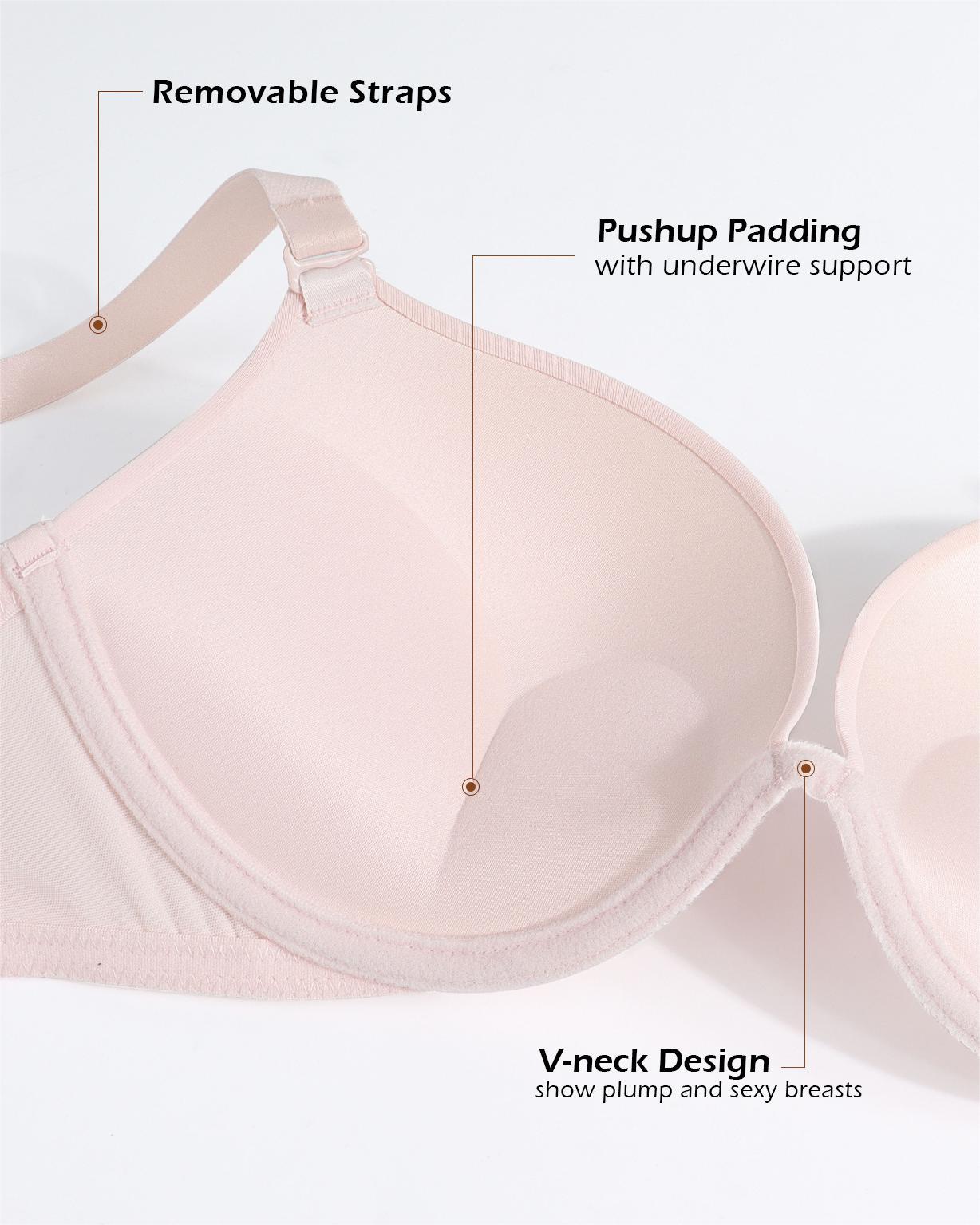 Push Up Padded Convertible Straps Seamless T-Shirt Underwire Bra