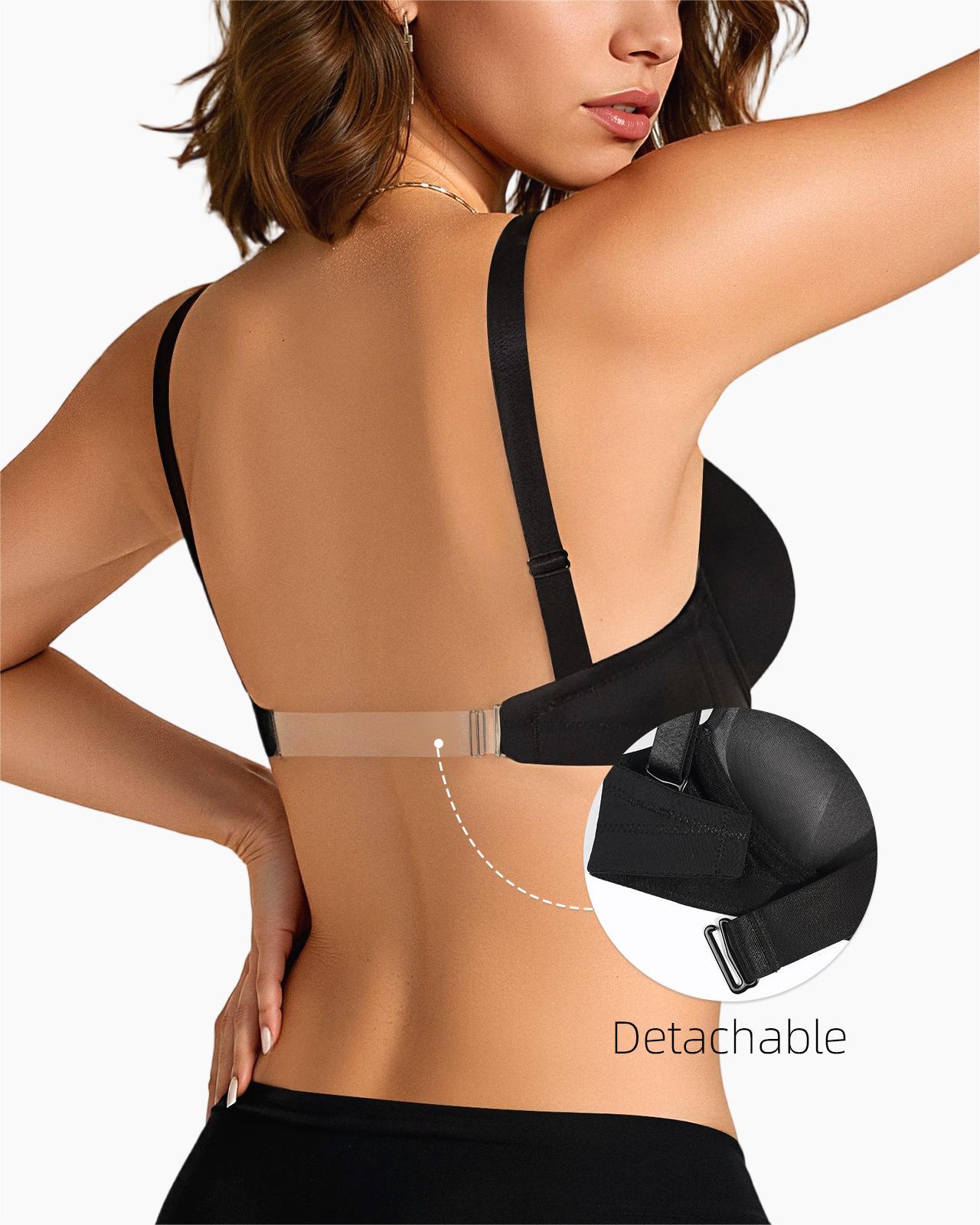 Deep V Plunge Push Up Padded Low Cut Convertible Straps Backless Bra