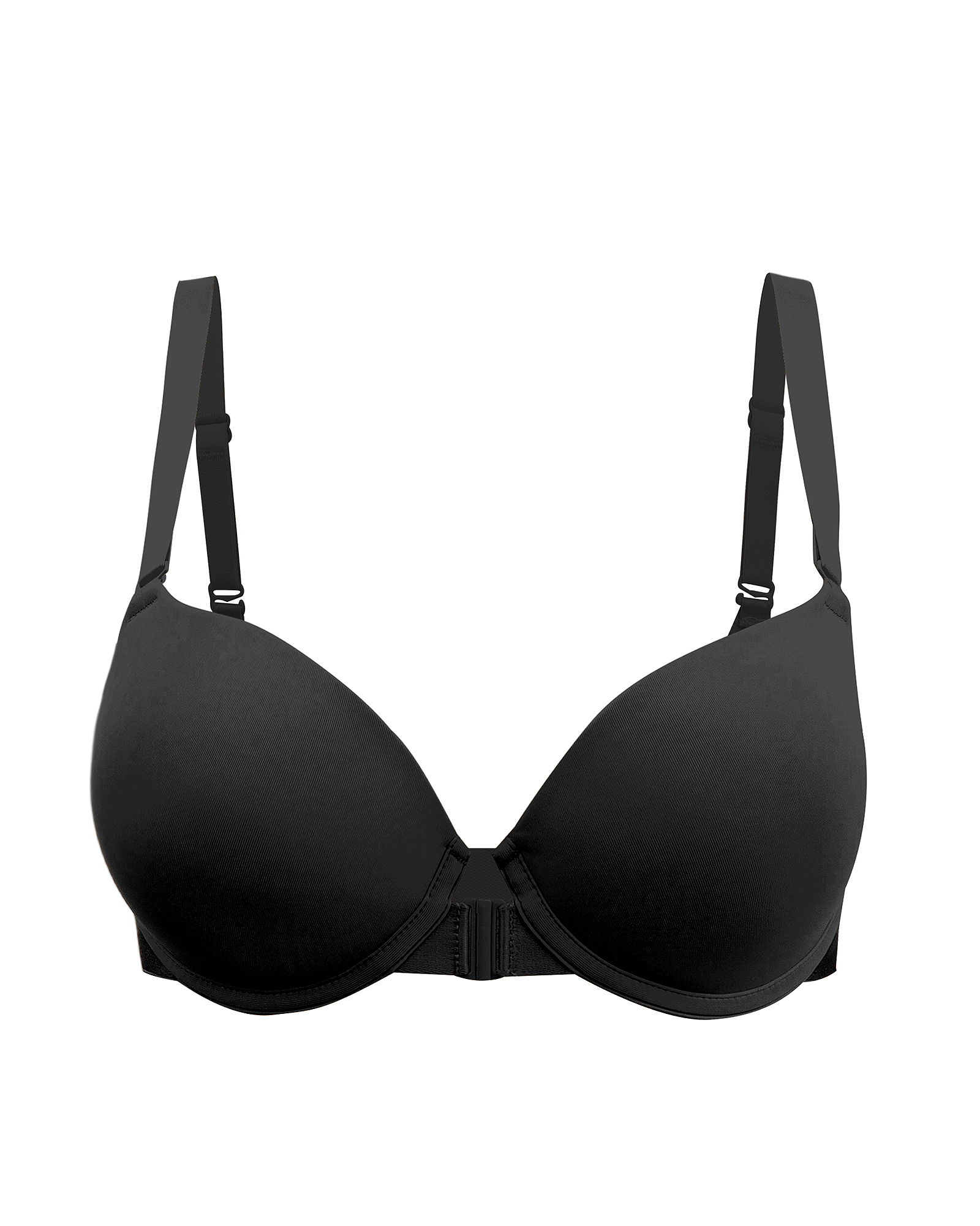 Front Closure Push Up Padded Mesh Back Underwire T-Shirt Bra