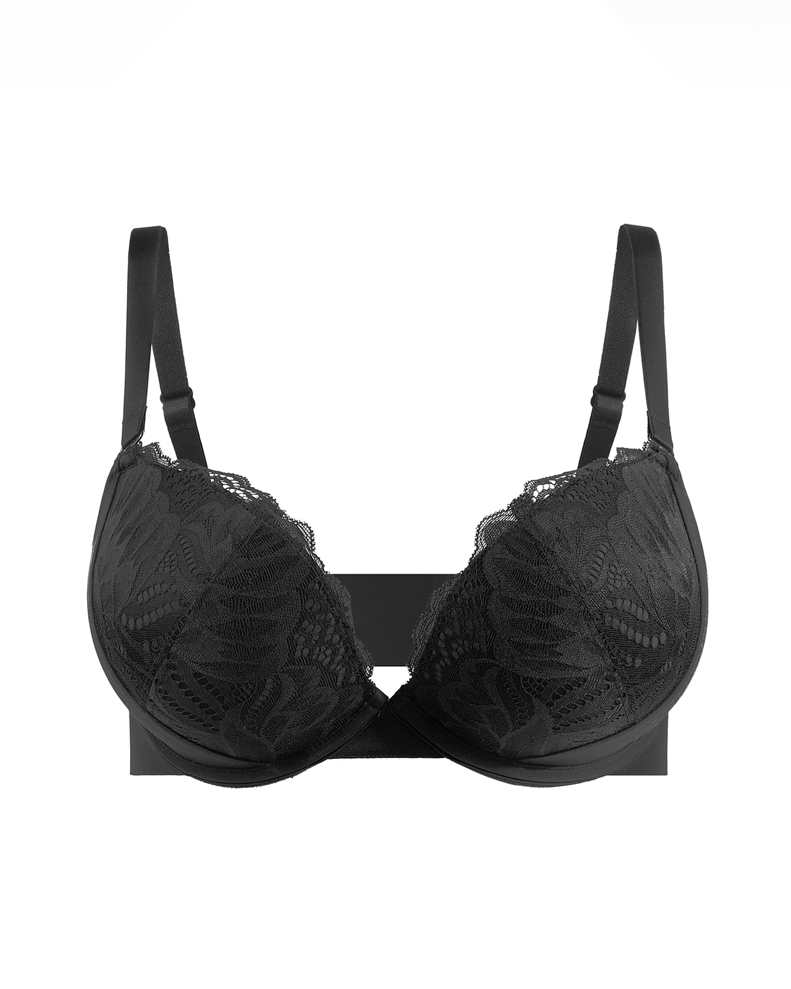 Padded Push Up V Neck Lace Underwire T-Shirt Bra