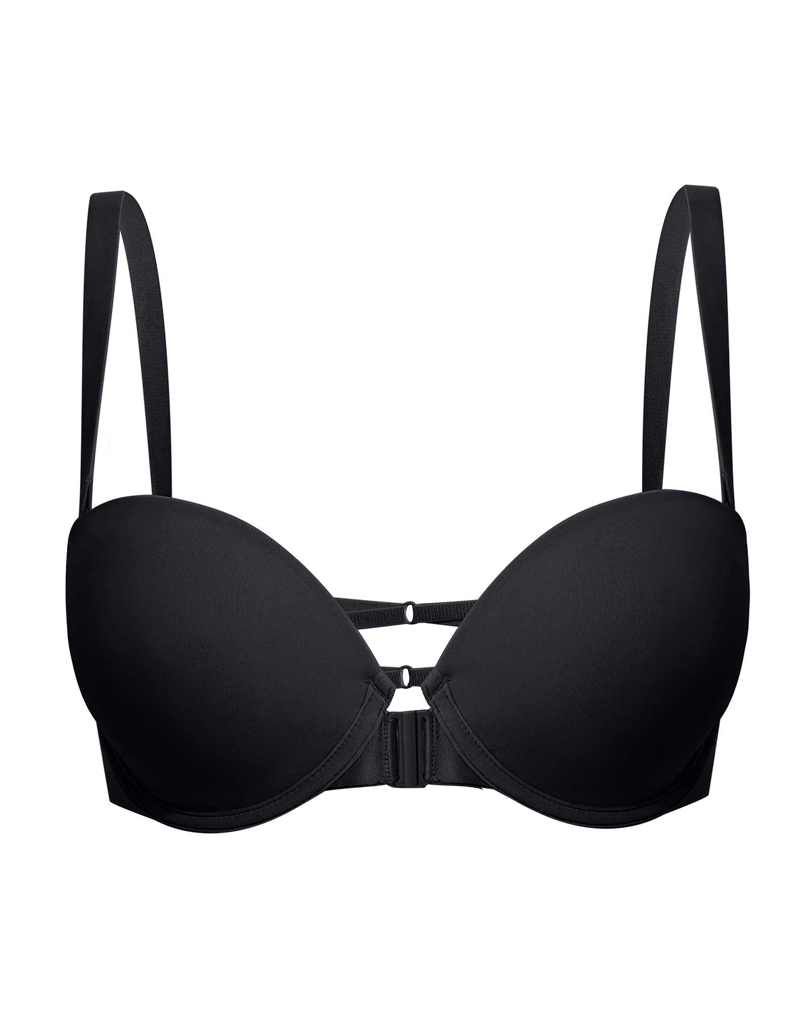 Front Closure Strapless Push Up Padded Balconette Criss-cross Underwire Bra