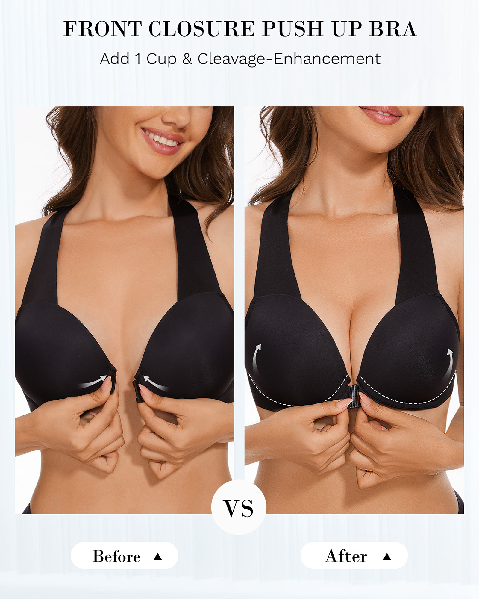 Front Closure Push Up Padded Seamless Racerback T-Shirt Underwire Bra