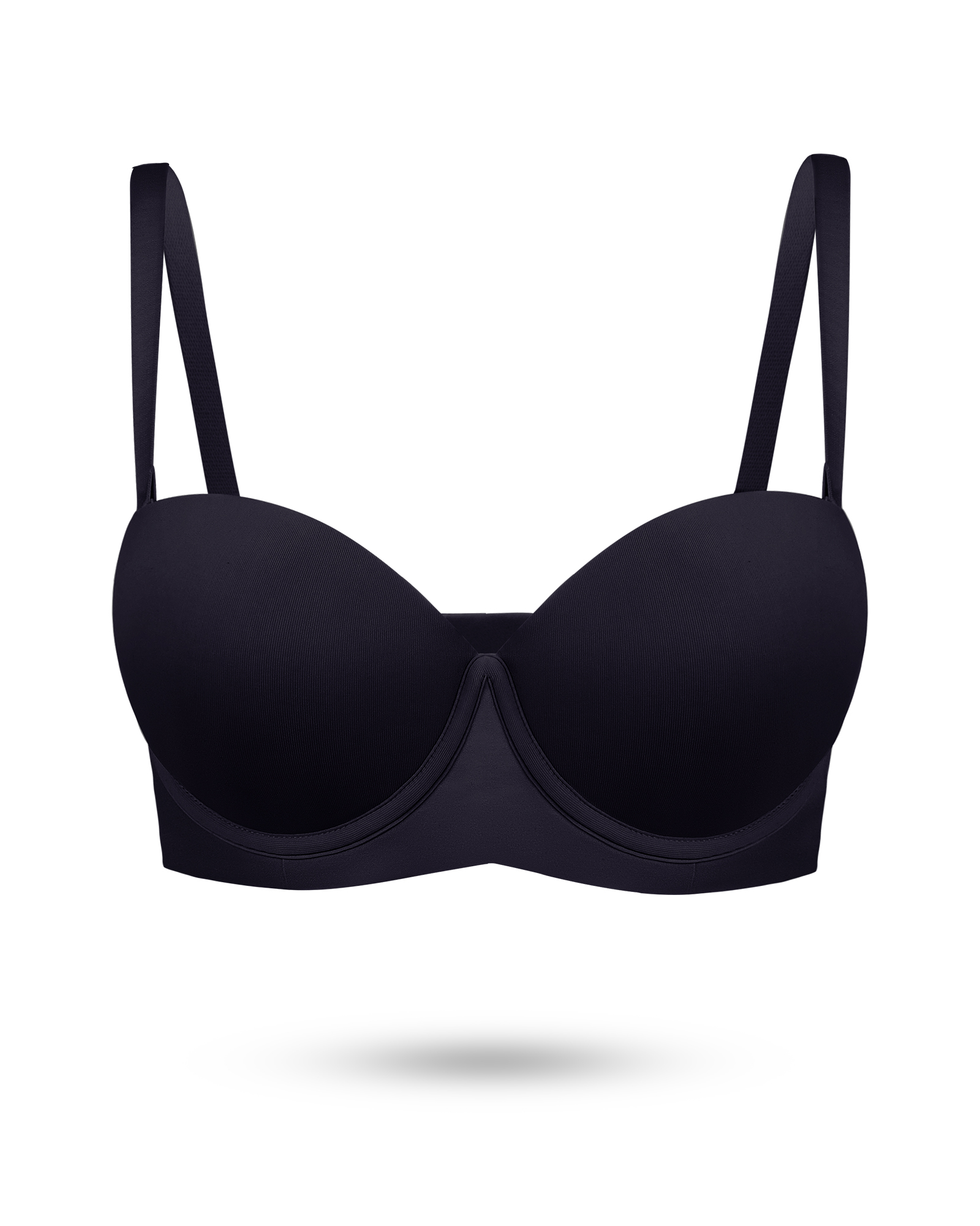 Strapless Push Up Thick Padded Balconette Seamless Convertible Bra