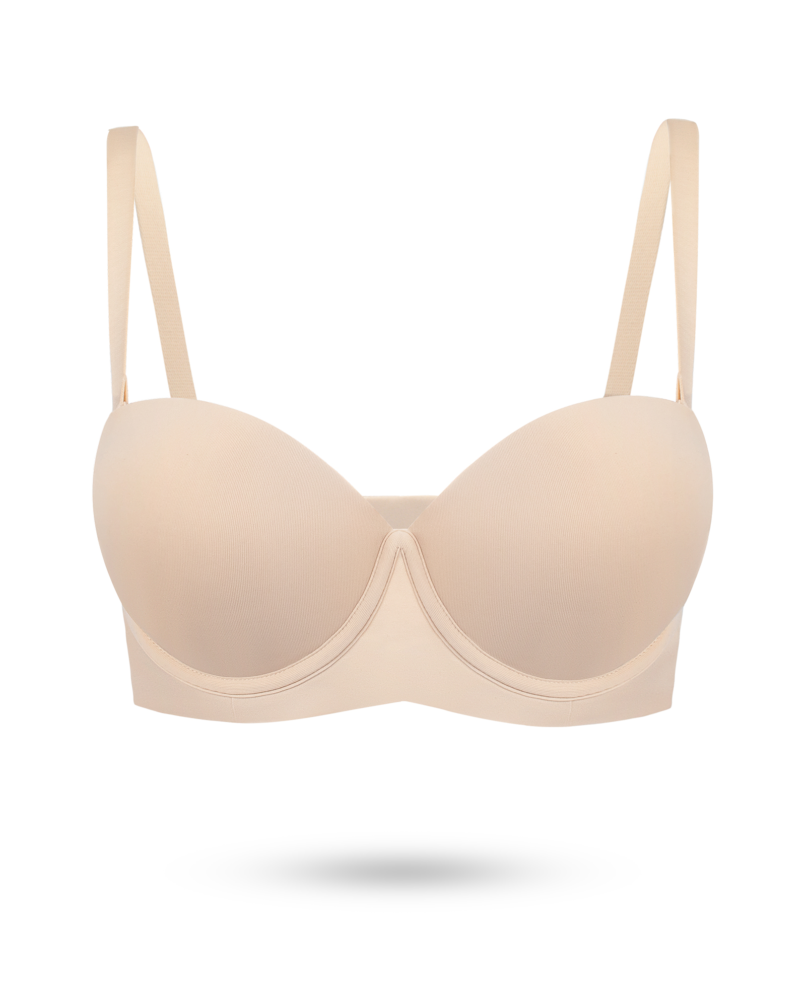 Strapless Push Up Thick Padded Balconette Seamless Convertible Bra