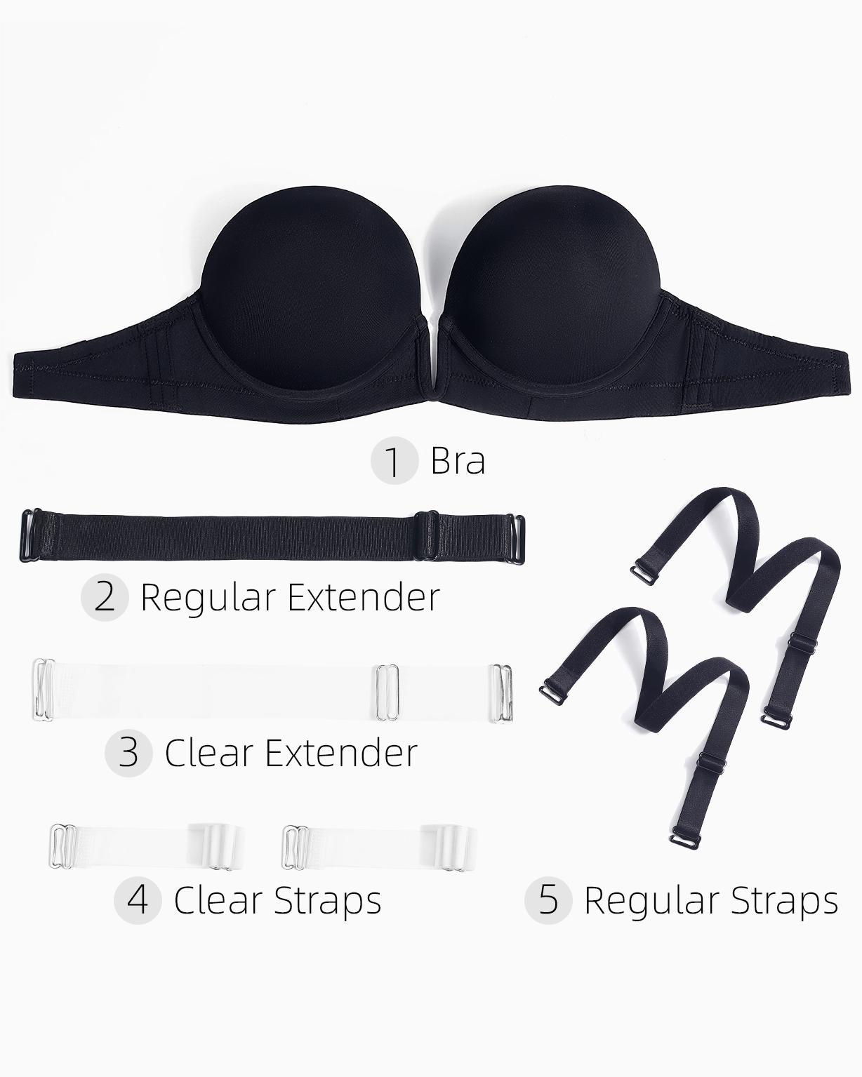 Deep V Plunge Push Up Padded Low Cut Convertible Straps Backless Bra