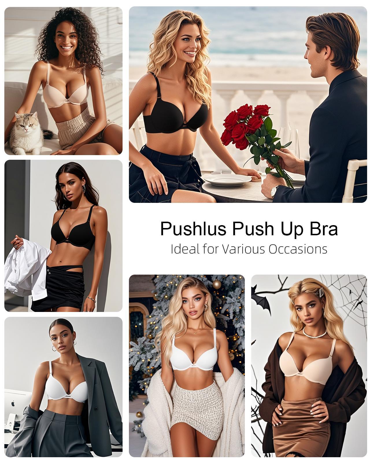 Push Up Padded Deep Plunge Lace Underwire T-Shirt Bra