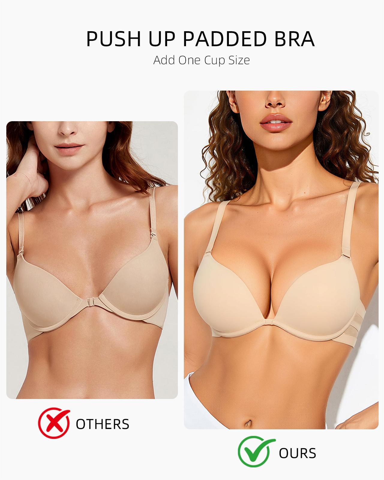 Push Up Padded Plunge Breathable Mesh Band T-Shirt Bra