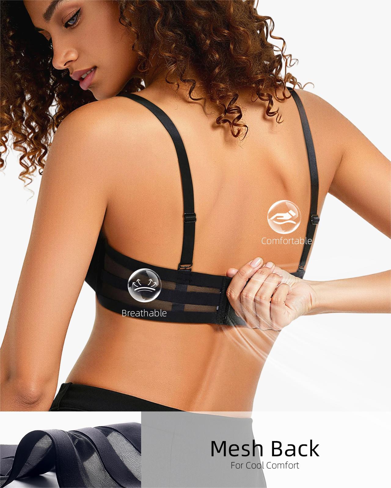 Push Up Padded Plunge Breathable Mesh Band T-Shirt Bra