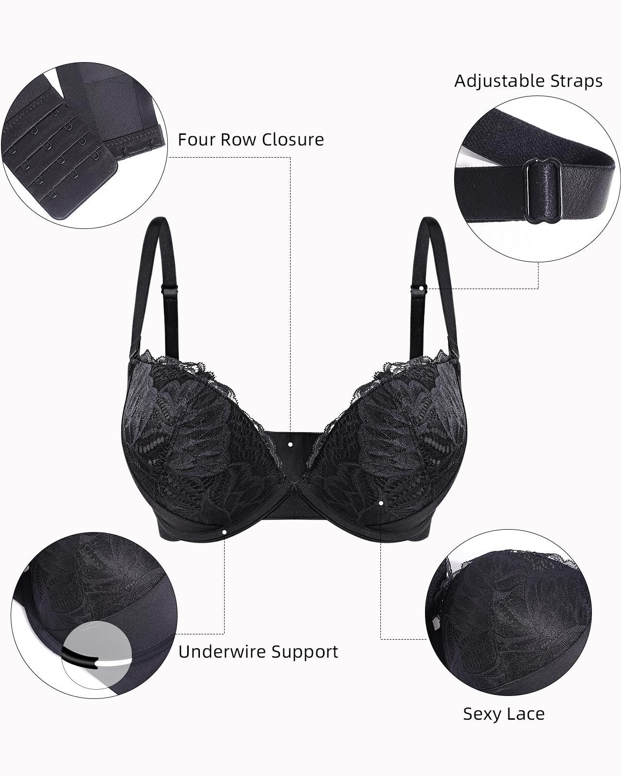 Padded Push Up V Neck Lace Underwire T-Shirt Bra