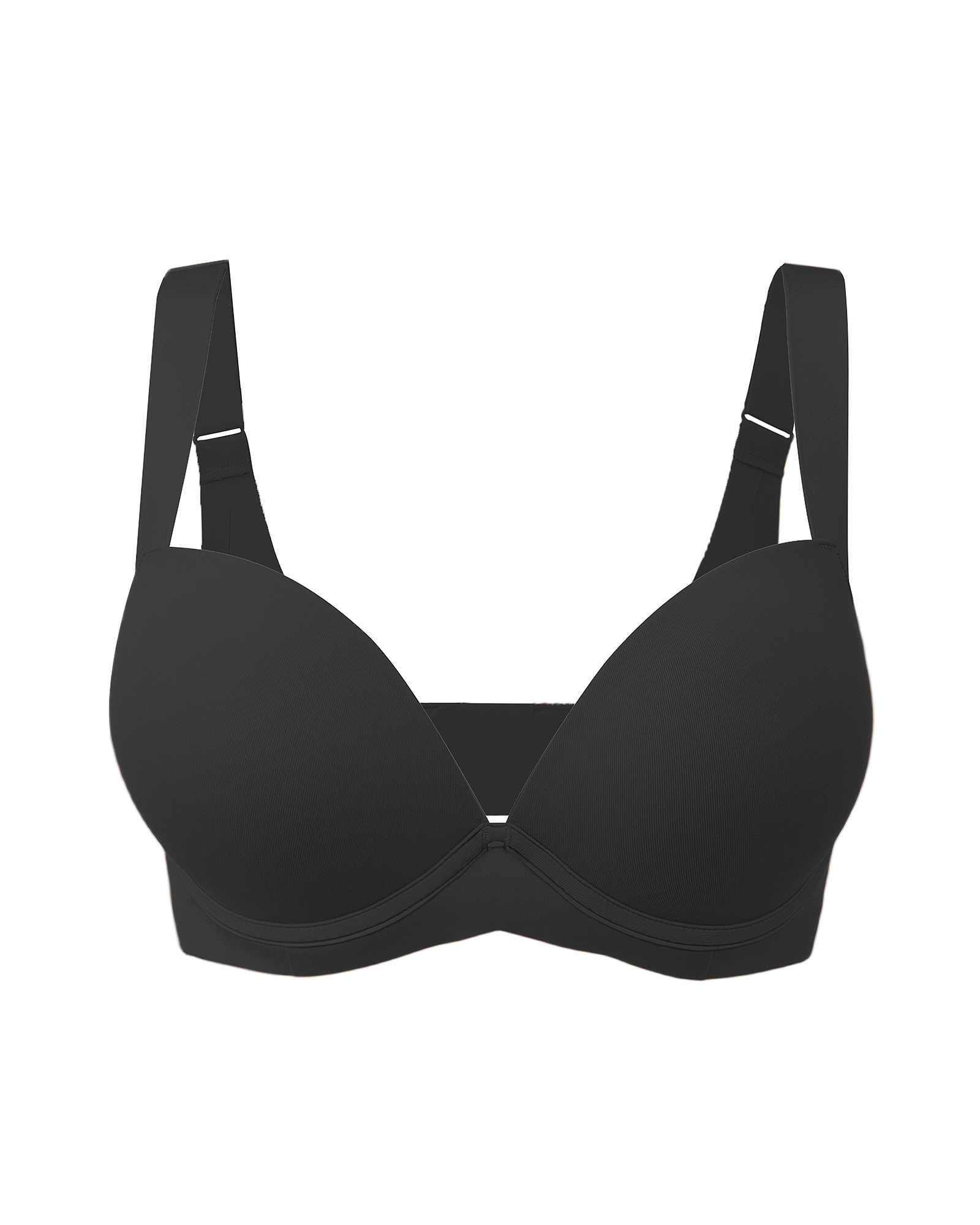 Push Up Padded Underwire Support Plunge Wide Straps Everyday T-Shirt Bra
