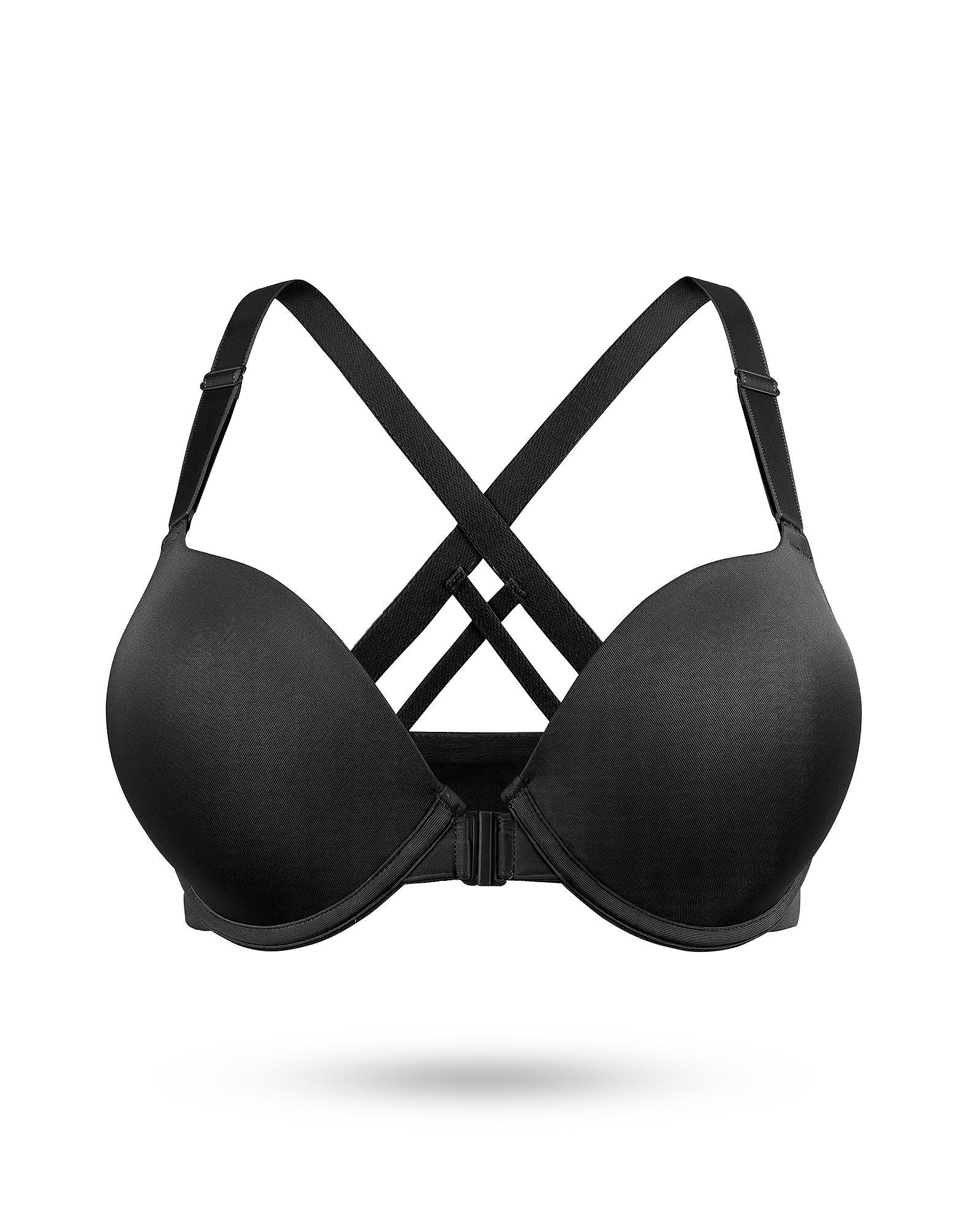 Front Closure Push Up Padded Seamless Criss-cross Back Underwire Bra