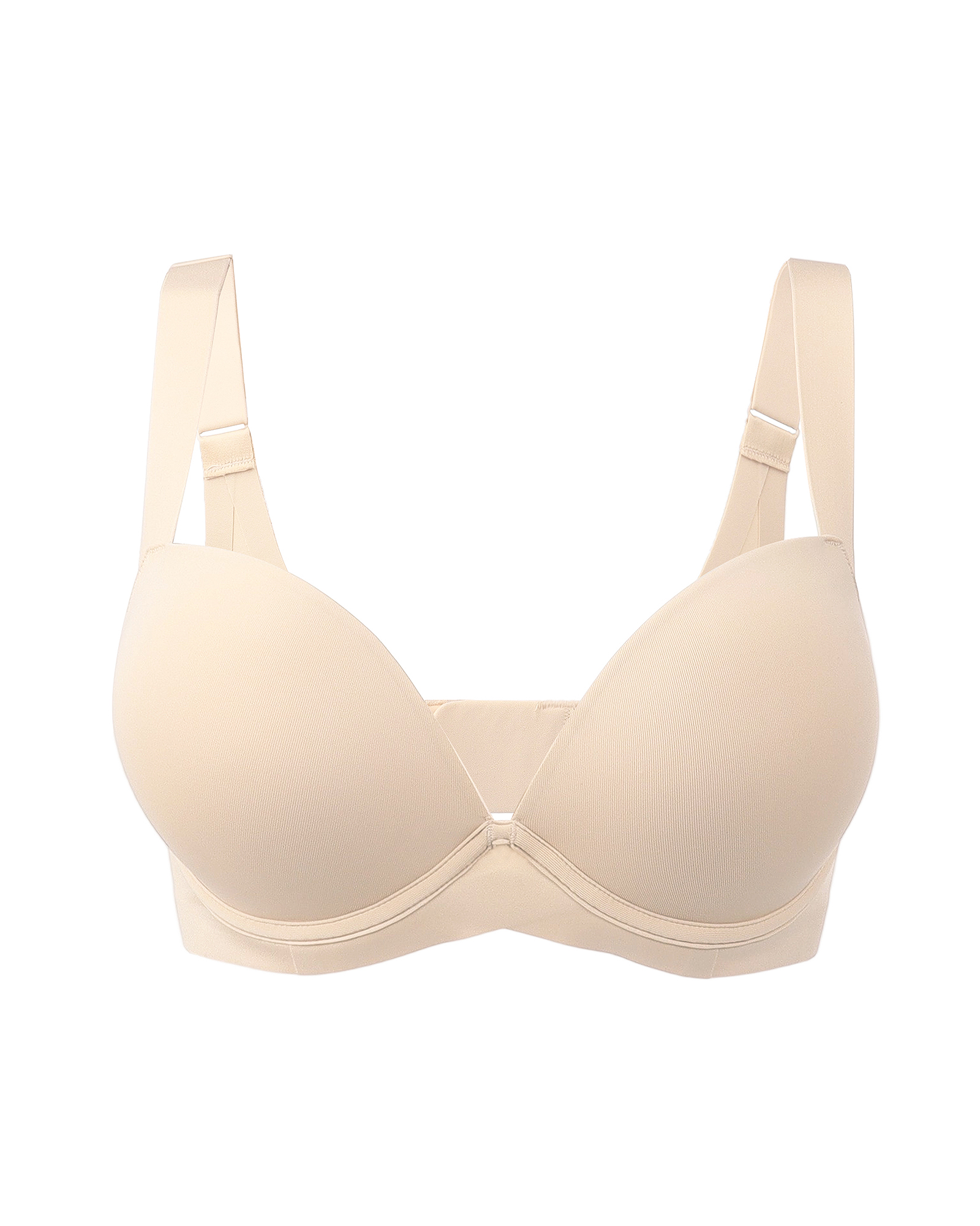 Push Up Padded Underwire Support Plunge Wide Straps Everyday T-Shirt Bra