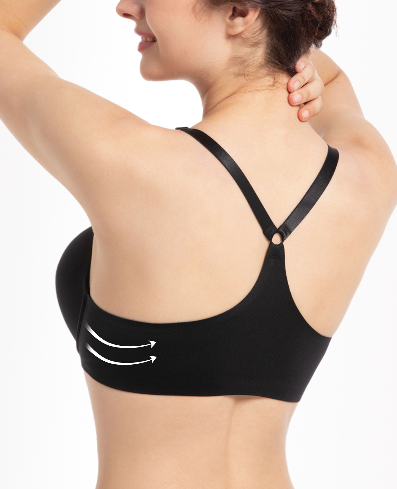 Front Closure Push Up Padded Seamless T Back Thin Straps Underwire Bra